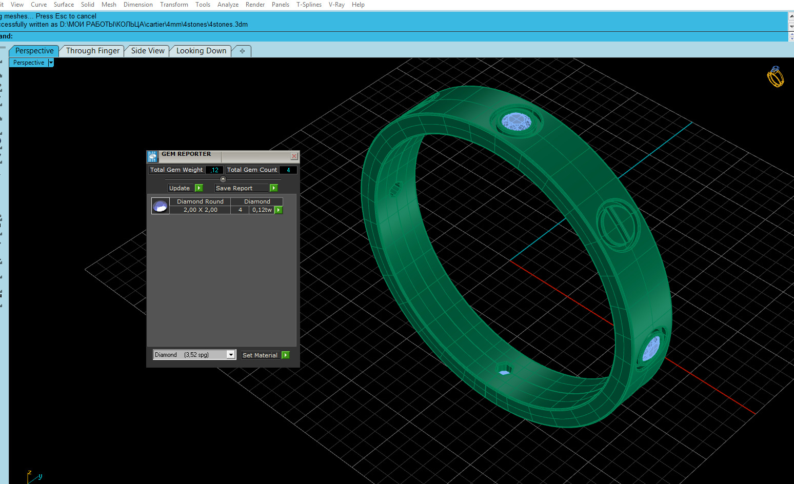 Wedding rings Love Collection version1 All Sizes 4 stone 3D print model_10