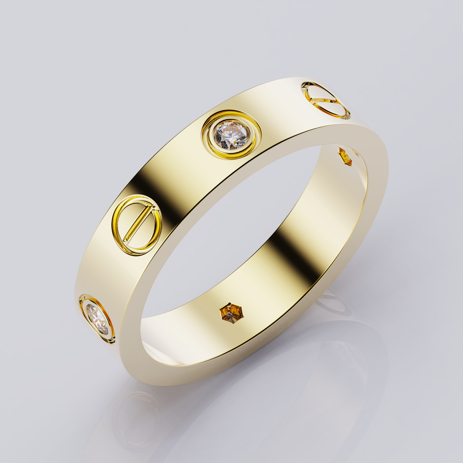 Wedding rings Love Collection version1 All Sizes 4 stone 3D print model_2