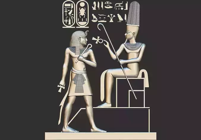 3D Relief of ancient Egyptian Pharaoh for CNC 3d printing