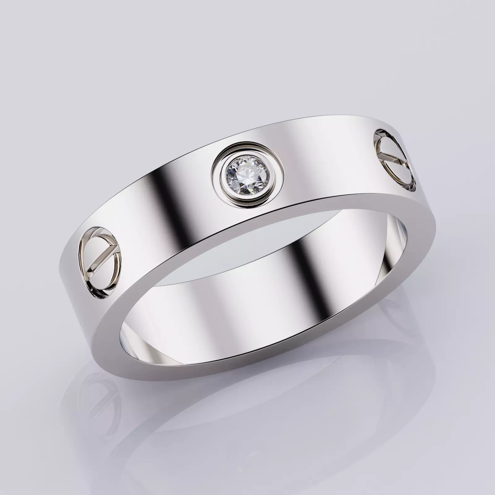 Wedding rings Love Collection version2 All Sizes 1 stone 3D print model_0
