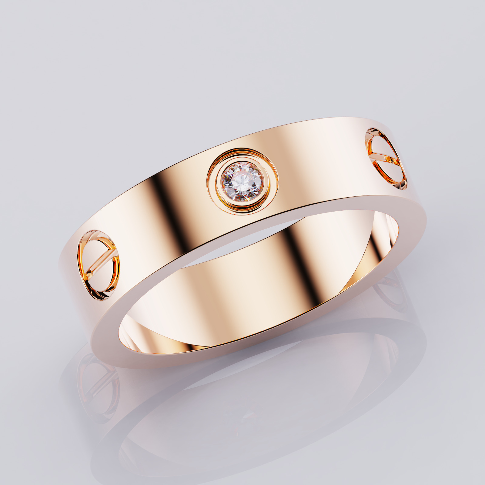 Wedding rings Love Collection version2 All Sizes 1 stone 3D print model_1