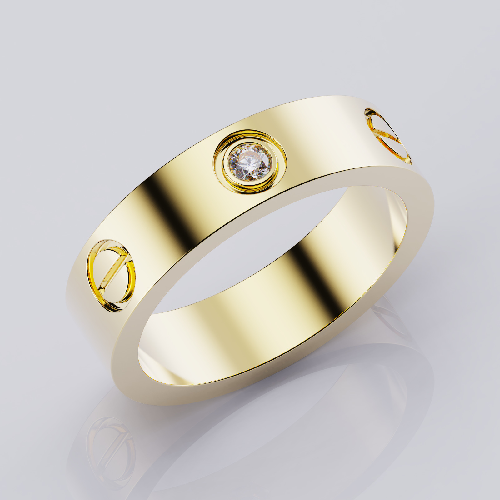 Wedding rings Love Collection version2 All Sizes 1 stone 3D print model_2