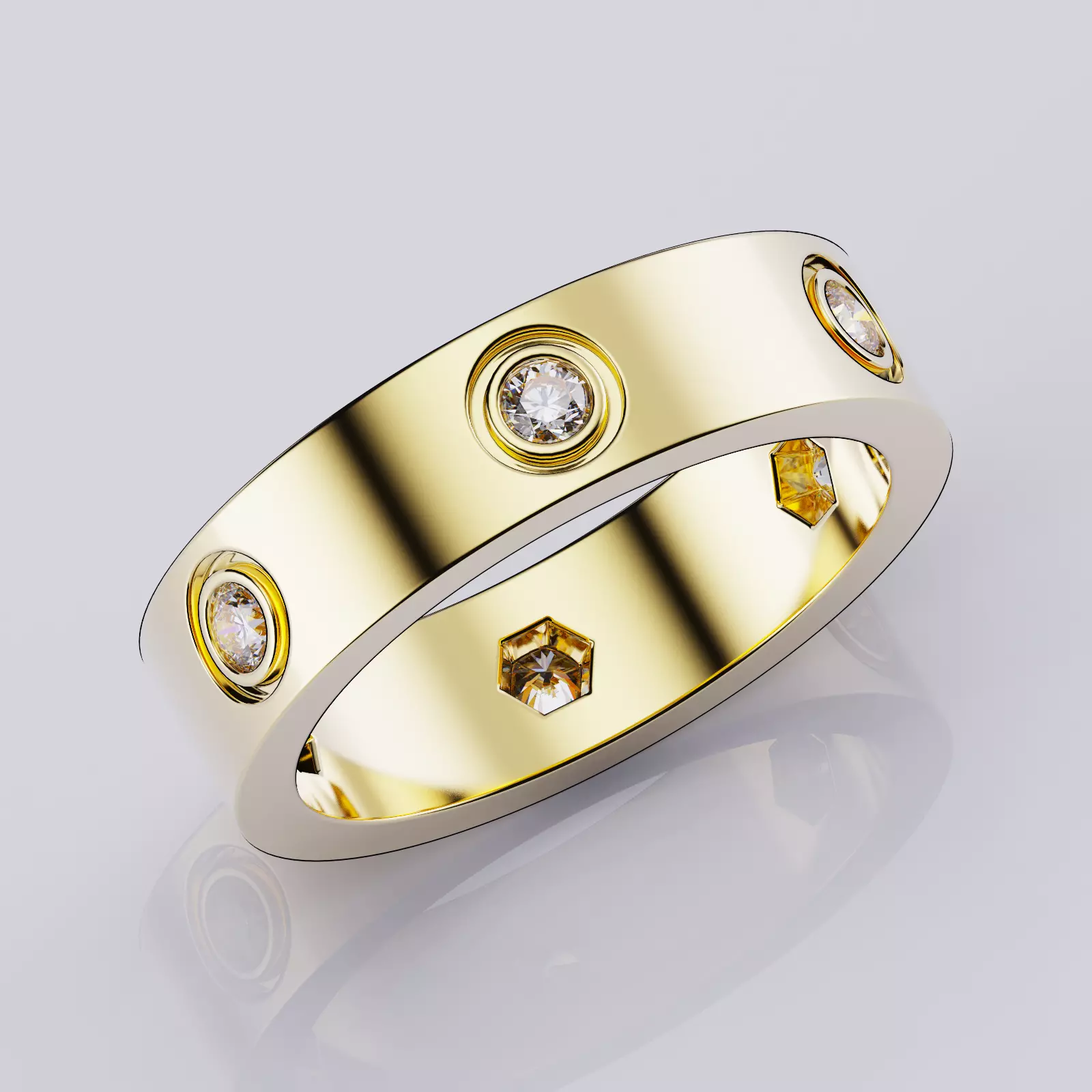 Rings Love Collection Version 4 stones6 All size 3D model 3D printable ...