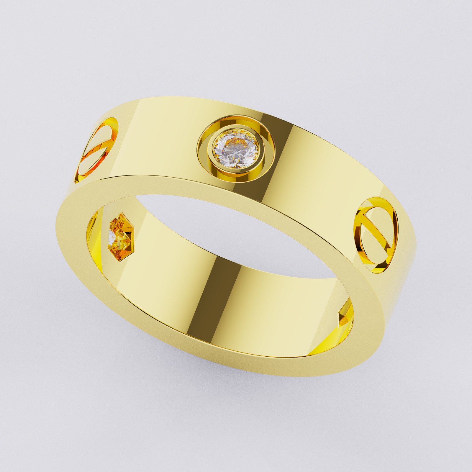 Wedding rings Love Collection All Sizes 3 Stones Version 2 3D print model_4
