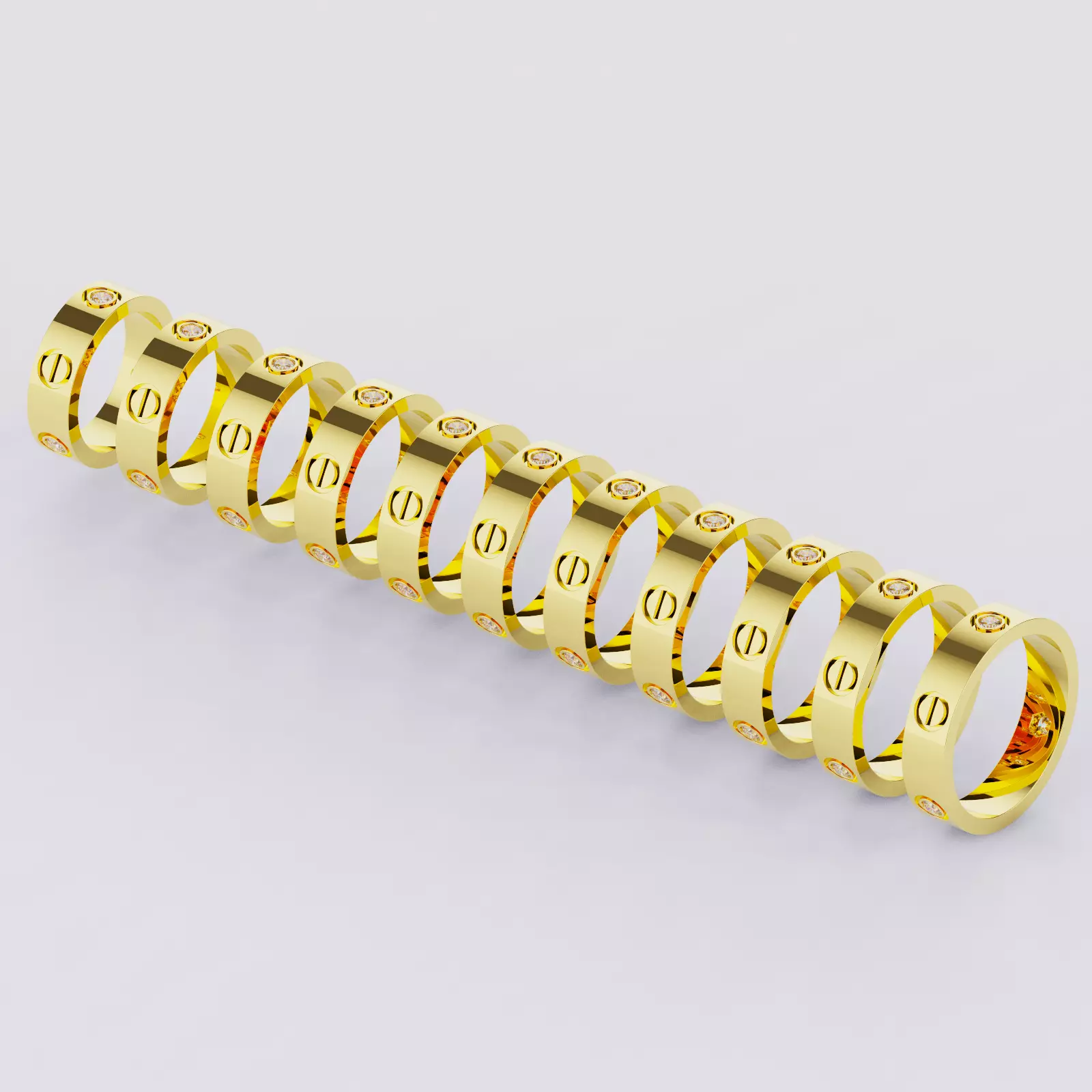 Wedding rings Love Collection All Sizes 3 Stones Version 2 3D print model_0