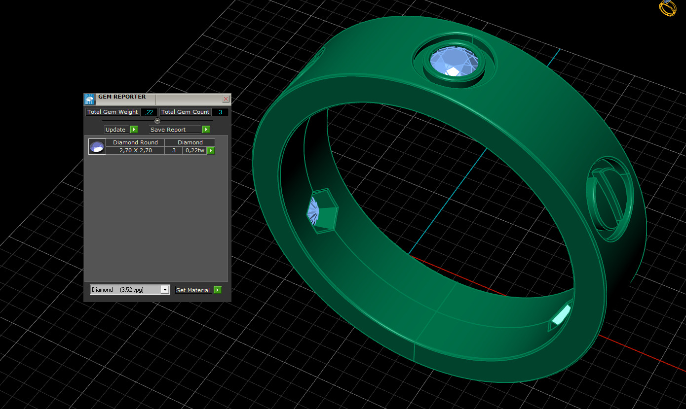 Wedding rings Love Collection All Sizes 3 Stones Version 2 3D print model_8