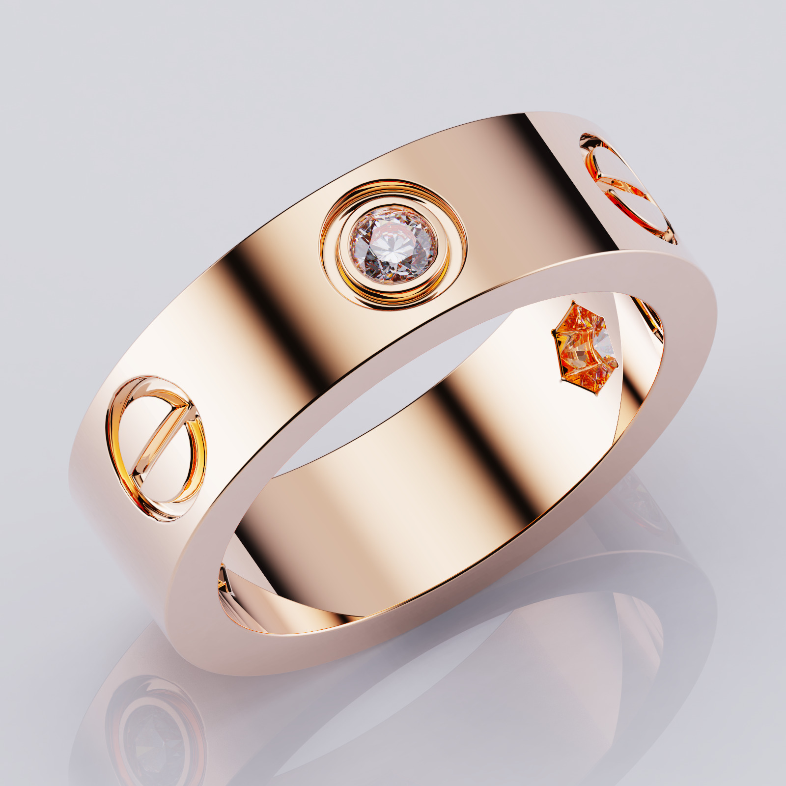 Wedding rings Love Collection All Sizes 3 Stones Version 2 3D print model_2