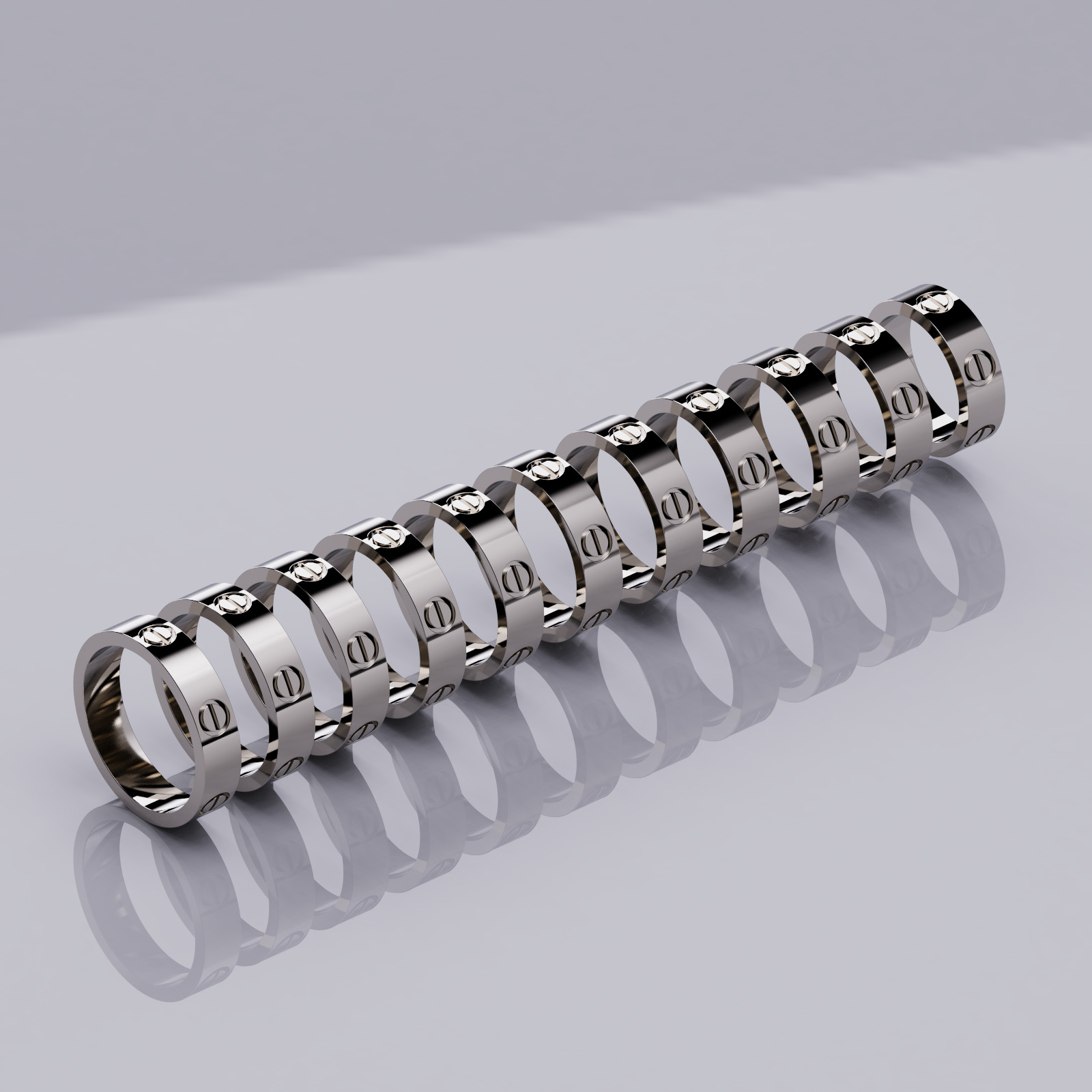 Wedding rings Love Collection All Sizes Version 2 3D print model_4