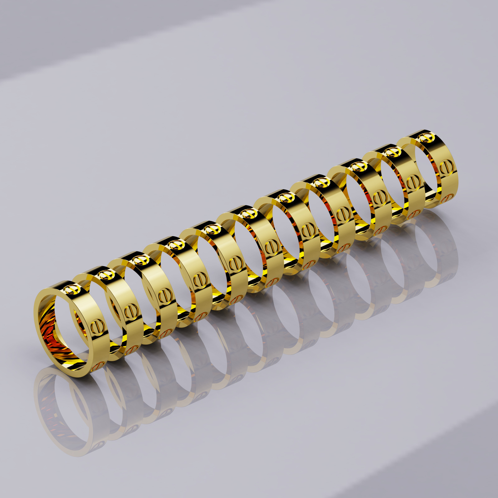 Wedding rings Love Collection All Sizes Version 2 3D print model_3