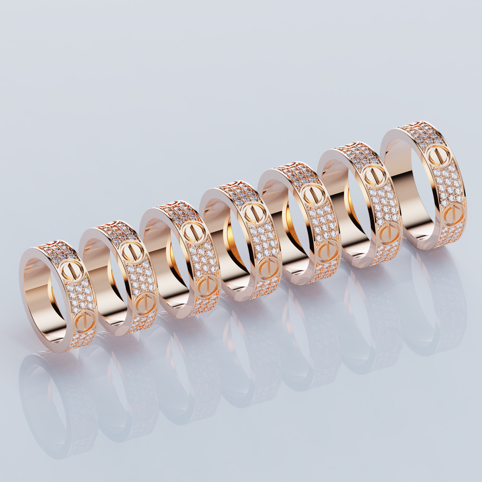 Wedding rings Love Collection All Sizes version 4 3D print model_1