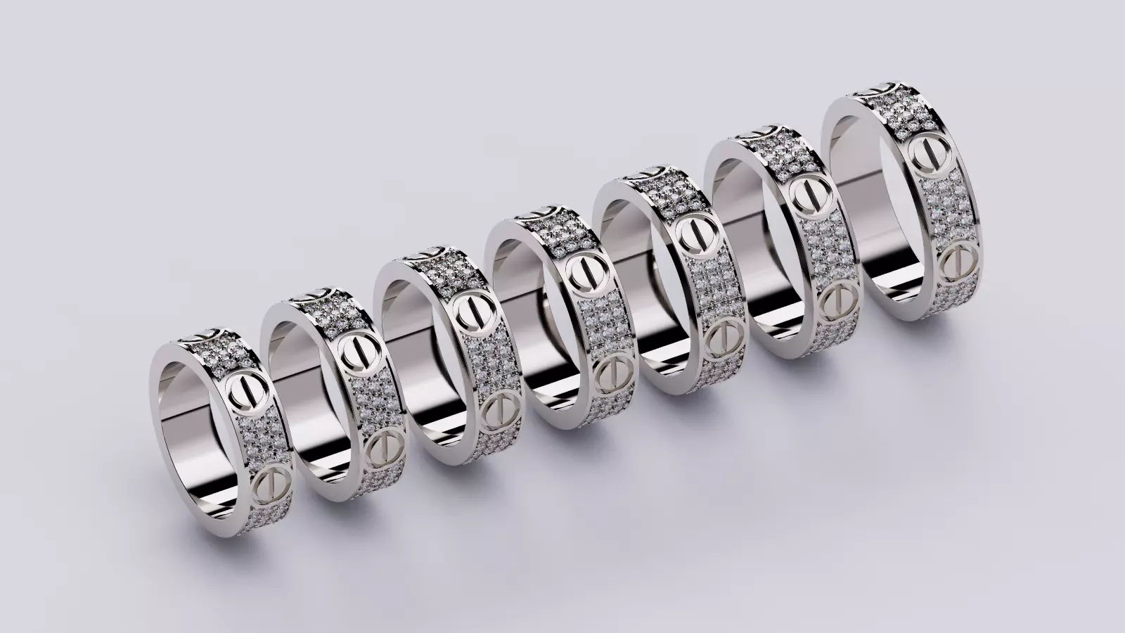 Wedding rings Love Collection All Sizes version 4 3D print model_0
