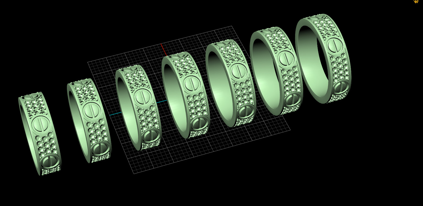 Wedding rings Love Collection All Sizes version 4 3D print model_6