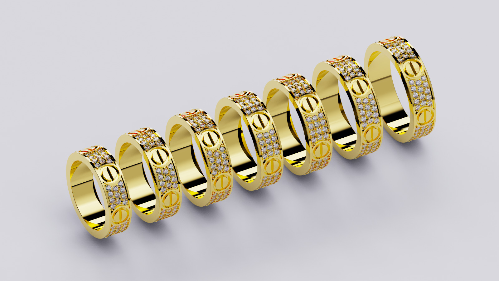 Wedding rings Love Collection All Sizes version 4 3D print model_2