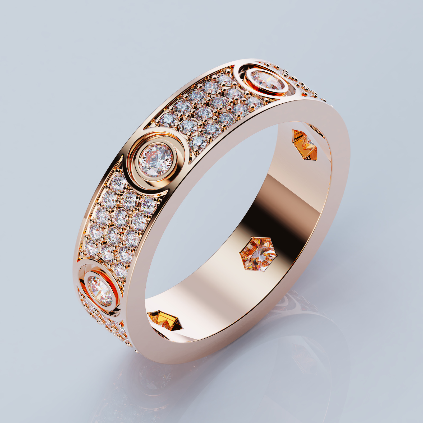 Wedding rings Love Collection All Sizes version 7 3D print model_2