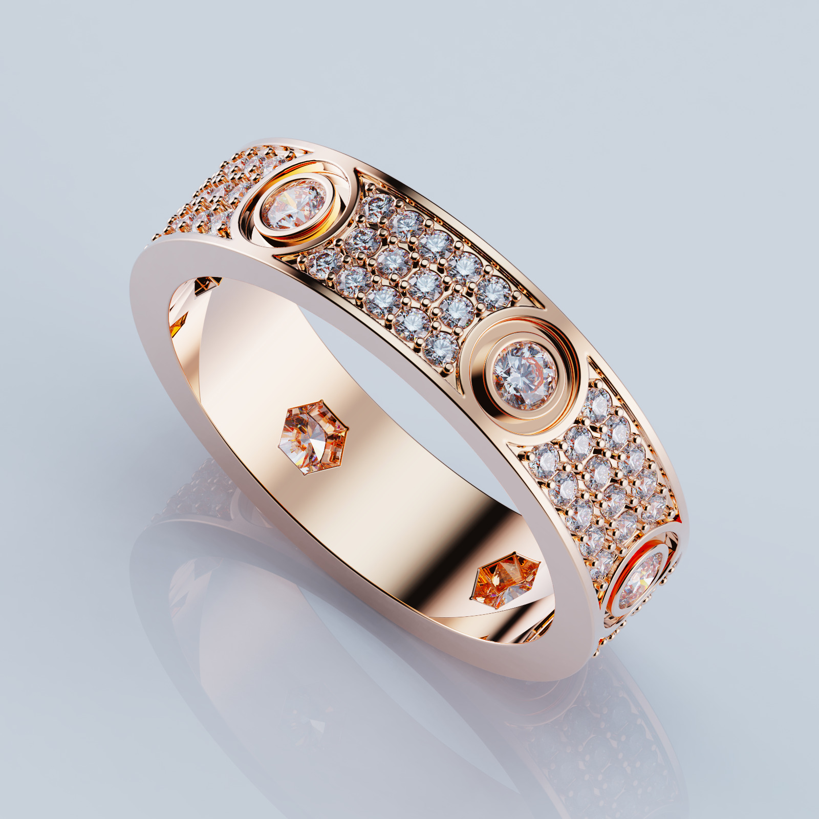 Wedding rings Love Collection All Sizes version 7 3D print model_3