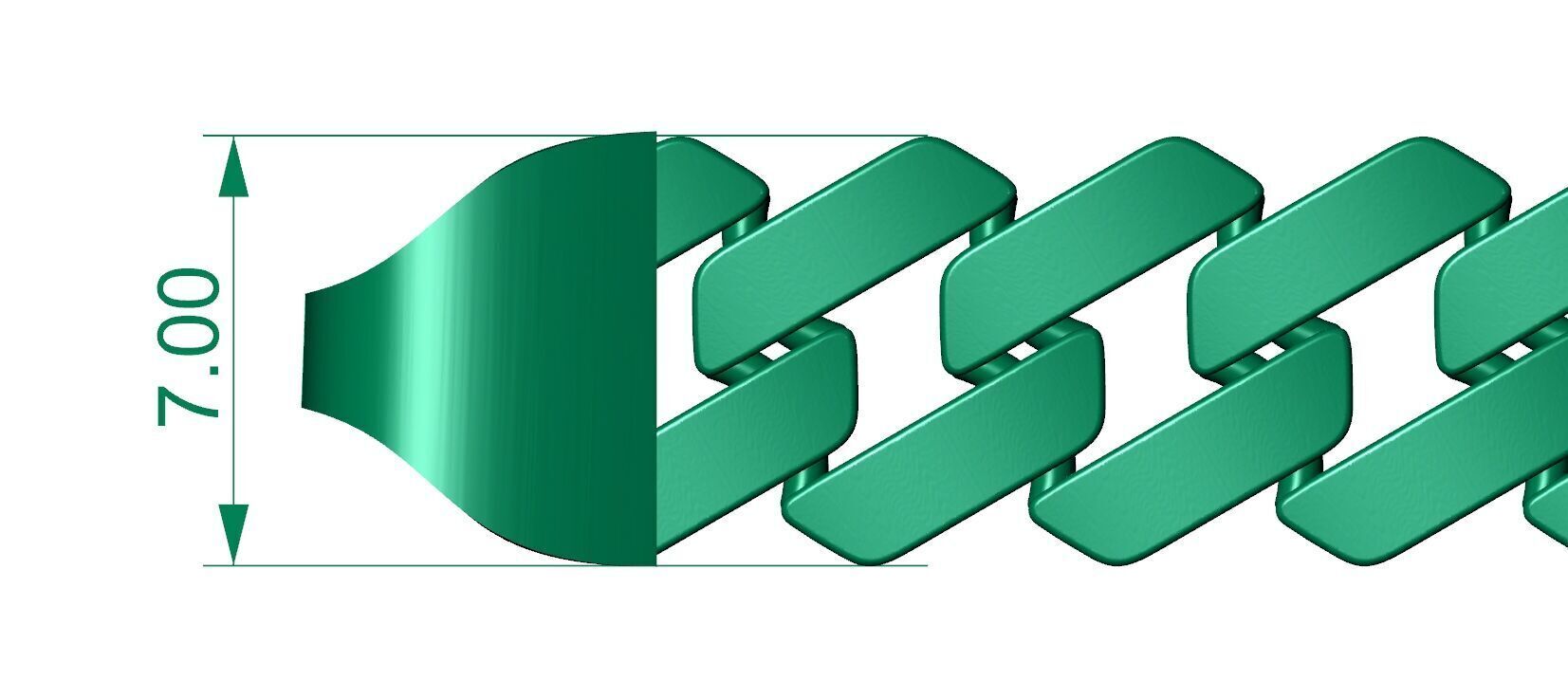 7 MM MIAMI CUBAN Chain LINK FOR BRACELET OR NECKLACE  3D print model_1