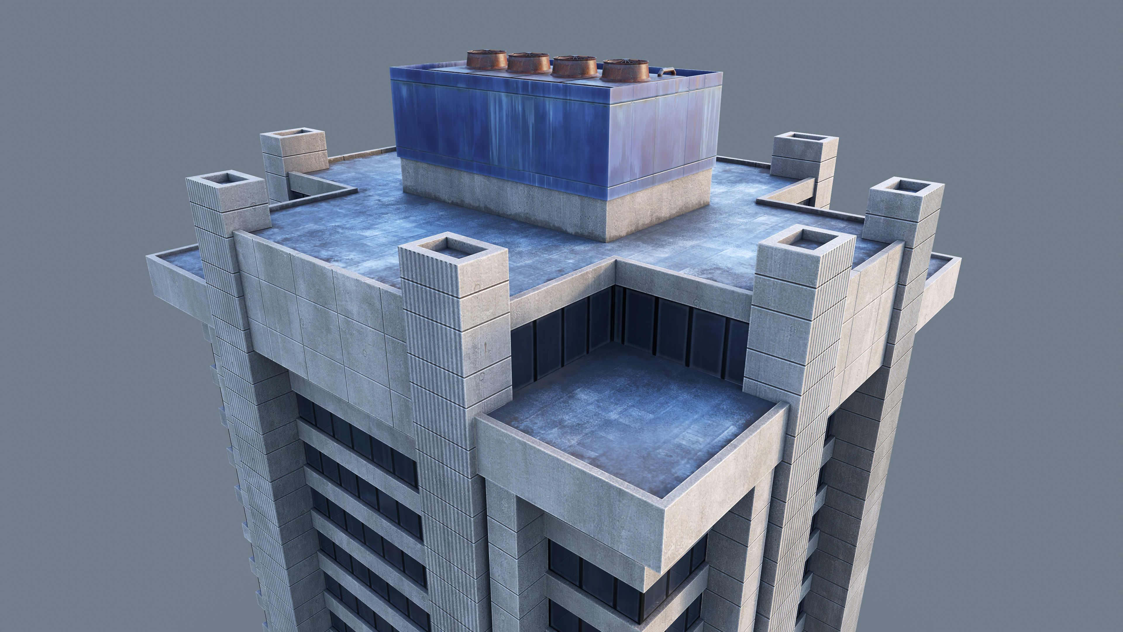 Modern Business Center Low-poly 3D model_2