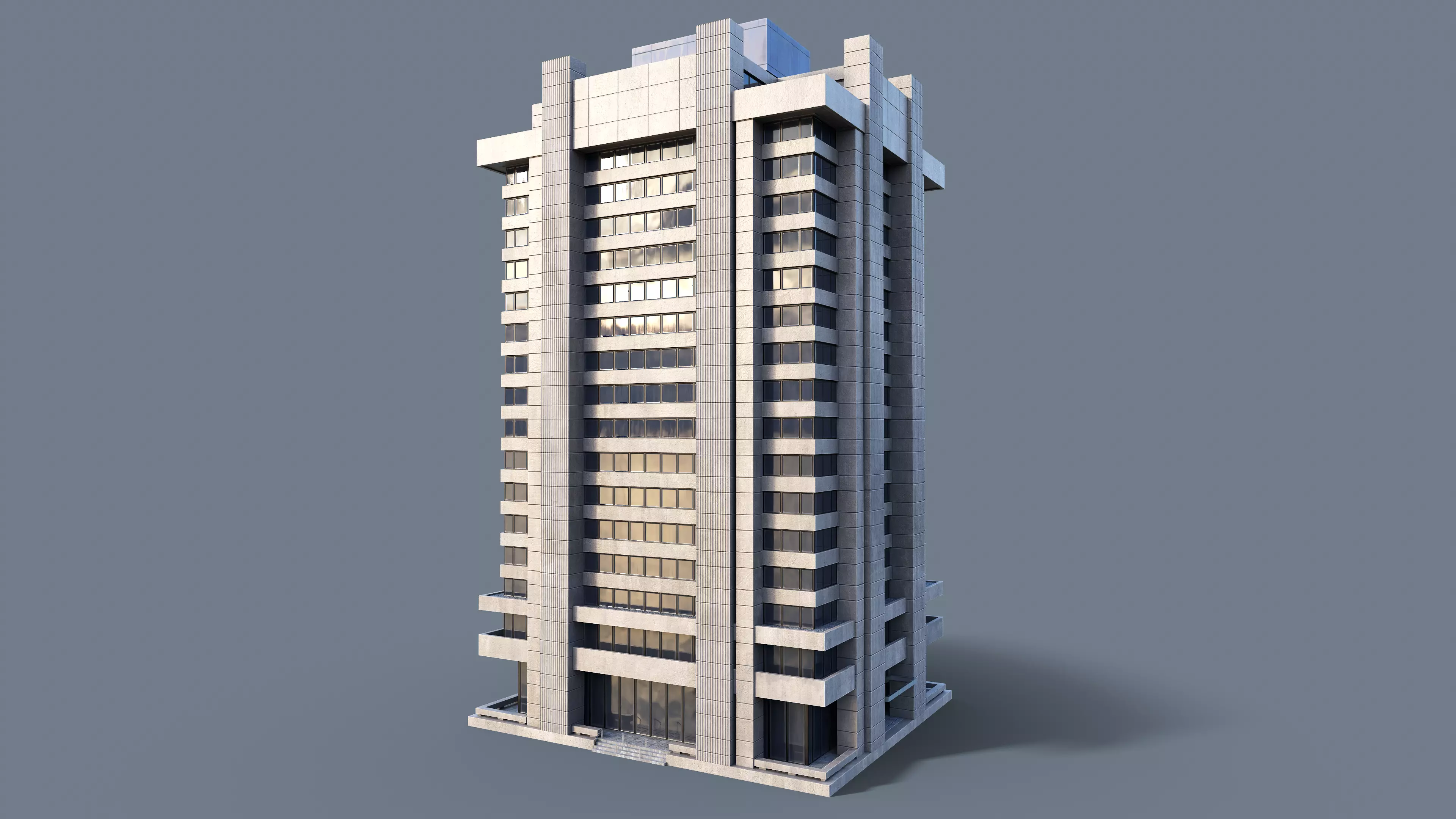 Modern Business Center Low-poly 3D model_0