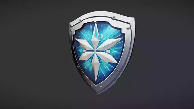 glowing emblem on shield
