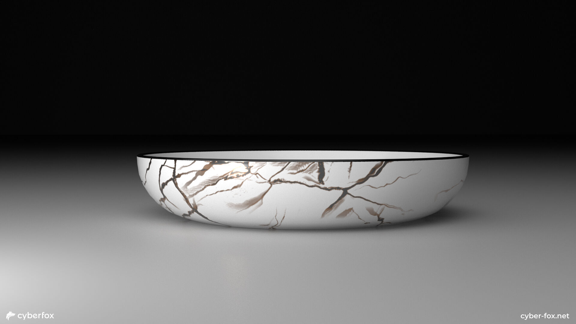 Marble Tableware Set with Cutlery Low-poly 3D model_5