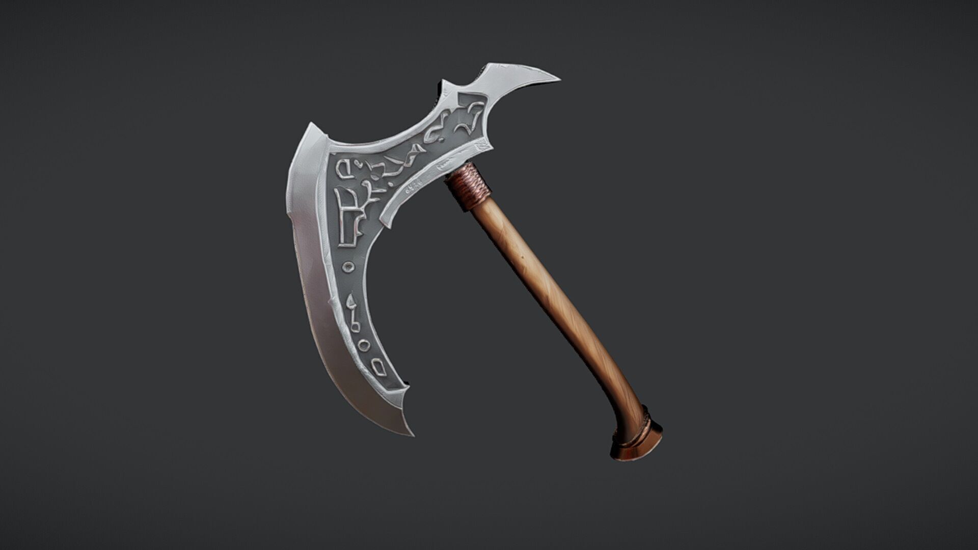 decorative medieval axe 3D model_17