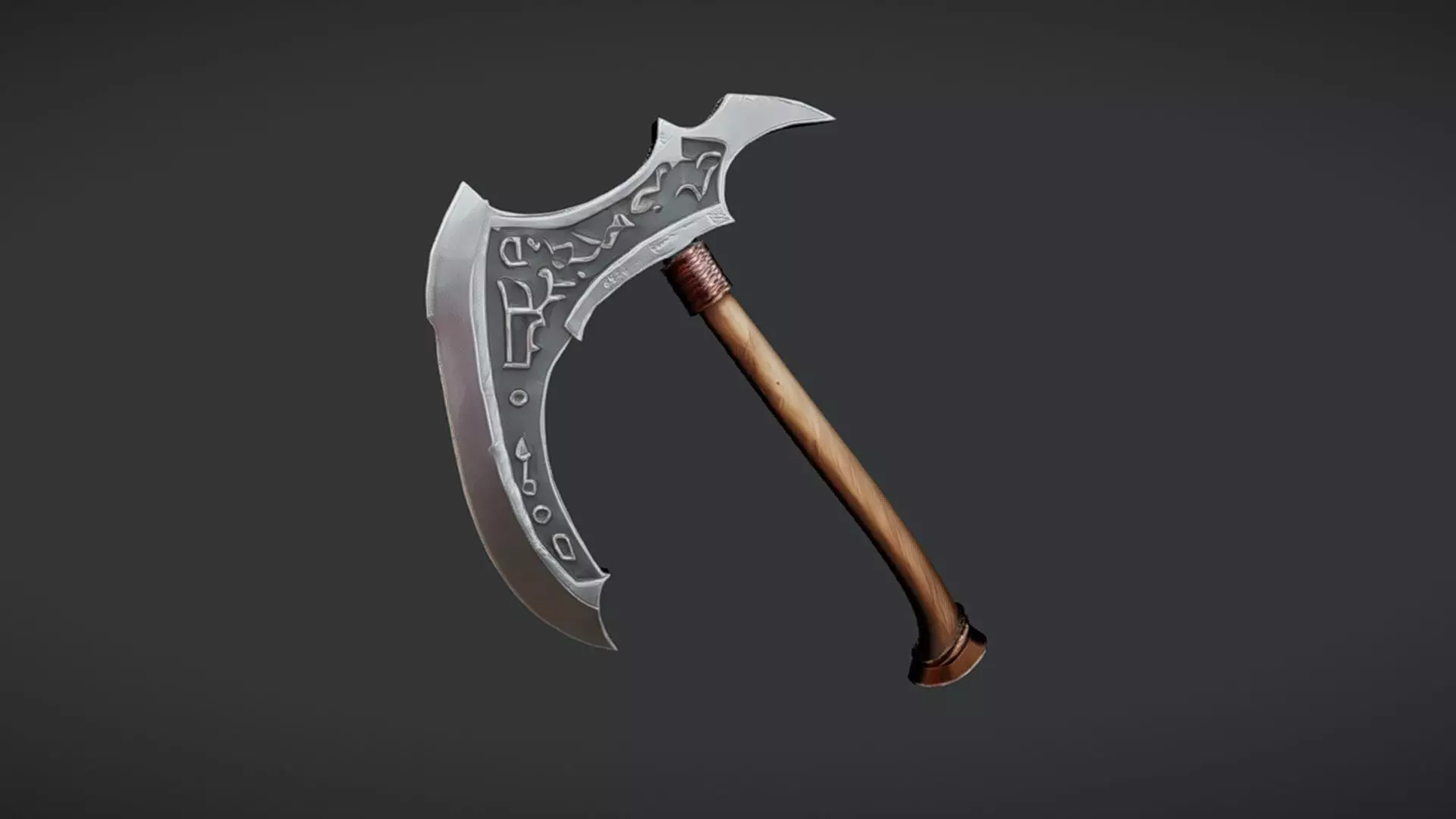 decorative medieval axe 3D model_0