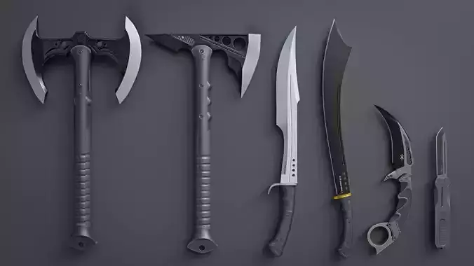 Realistic Tactical Meele Weapons Pack of 6 Models