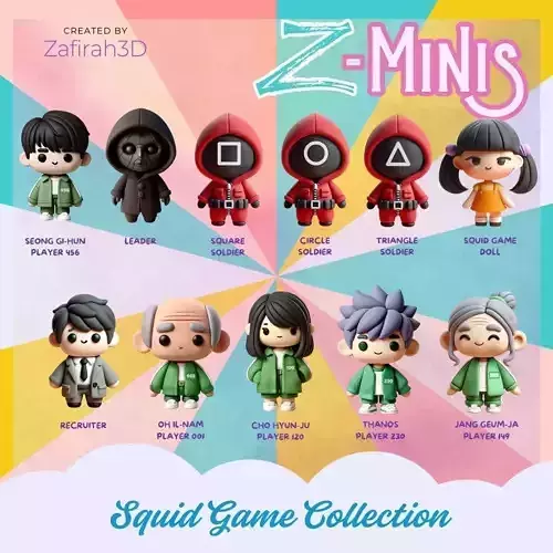 Squid Game コレクションフィギュア 3体セット Z-Minis Squid Game Collection 3D model 3D printable | CGTrader