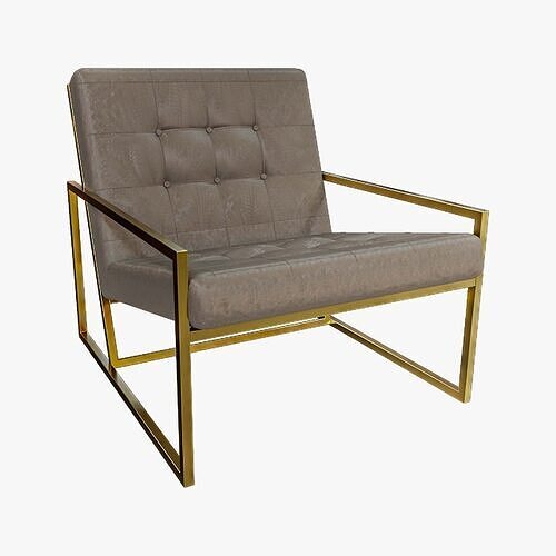 Modern Luxury Chair - Gold Metal and Velvet 3D model