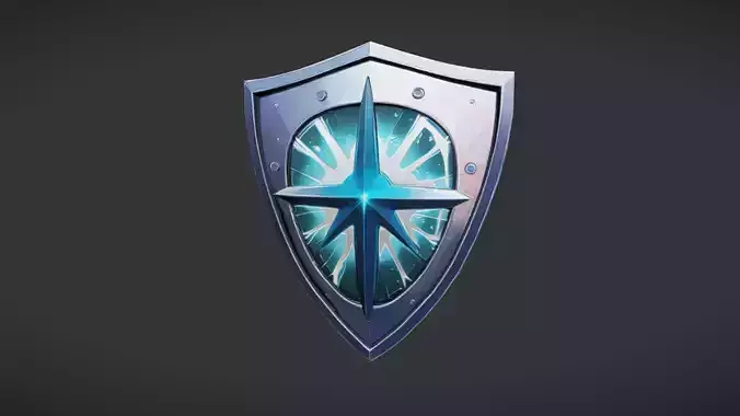 Glowing shield with starburst design