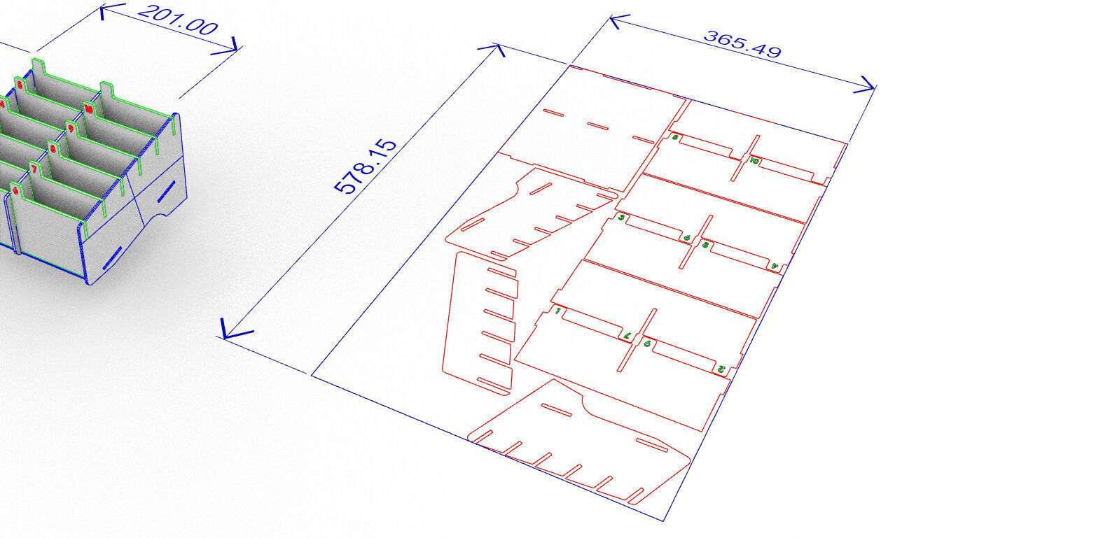 Multi Cell Phone Rack 10 Laser Cut 3D print model_3