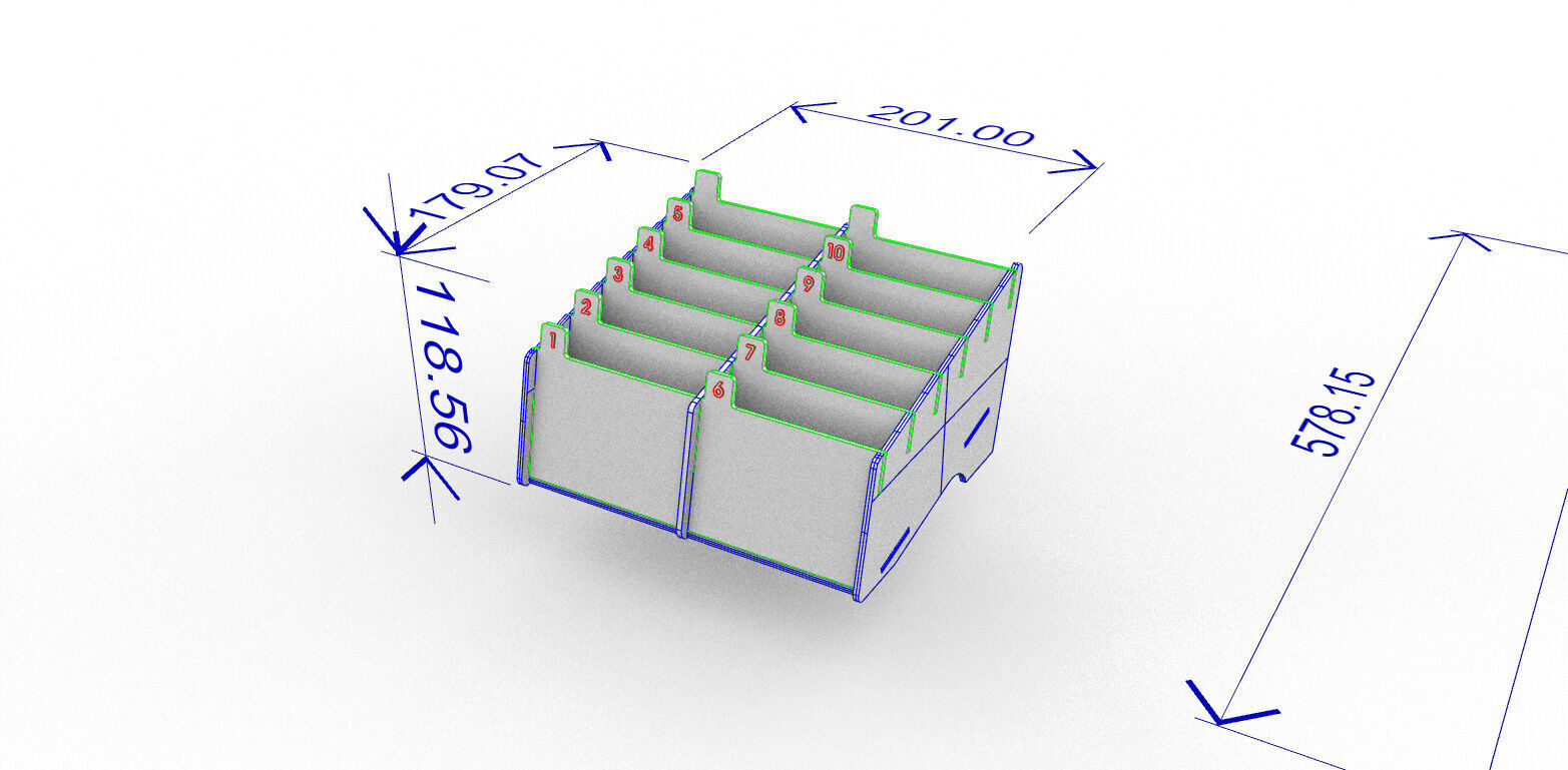 Multi Cell Phone Rack 10 Laser Cut 3D print model_2