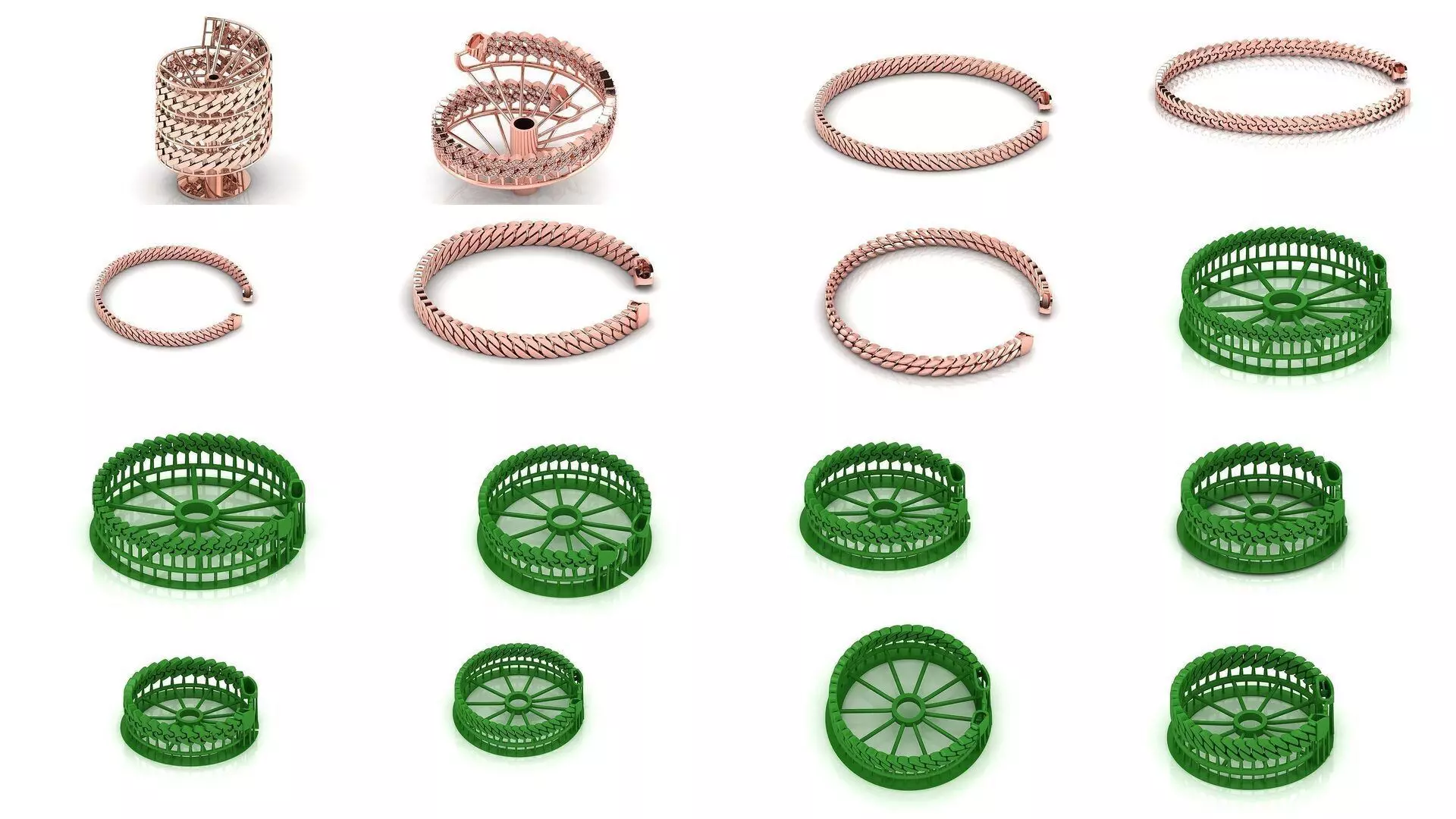 27 DIFFERENT SIZE MASSIVE SPIRAL  MIAMI CUBAN LINK BRACELET  3D Model Collection_0