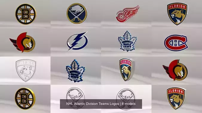 NHL Atlantic Division Teams Logos 3D Model Collection