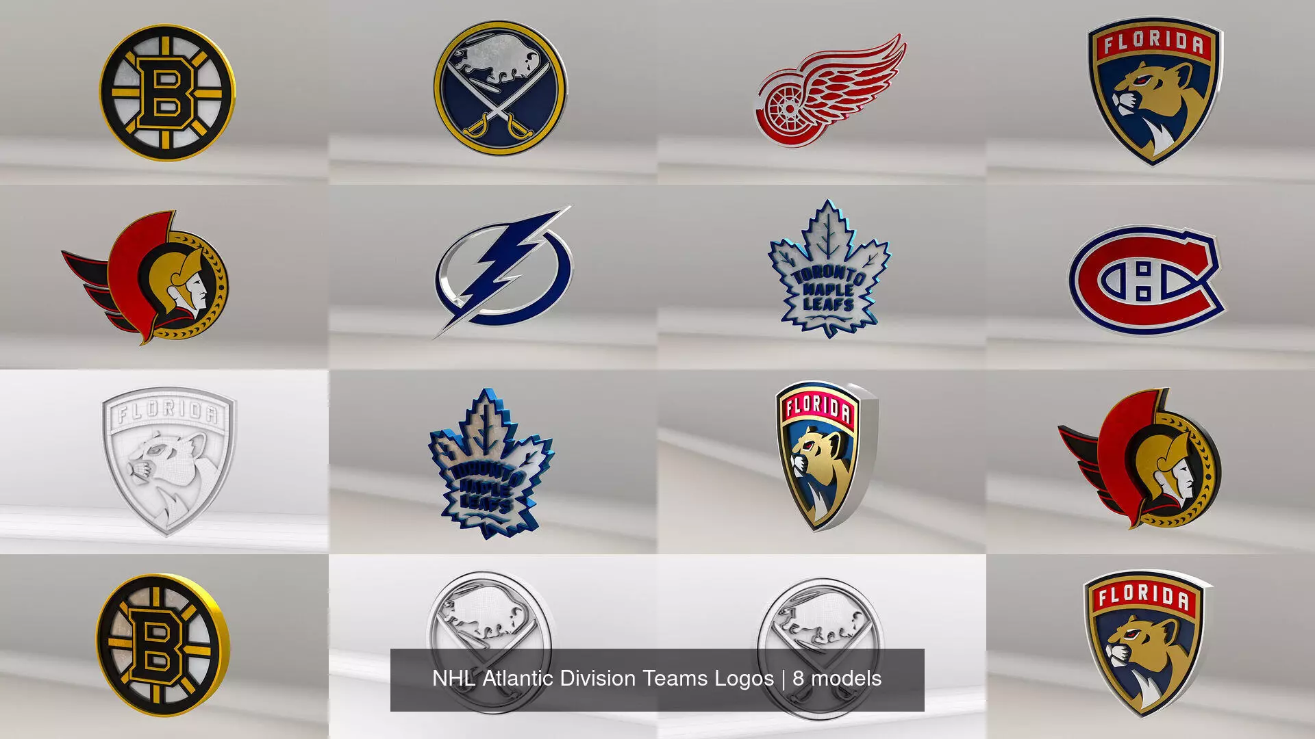 NHL Atlantic Division Teams Logos 3D Model Collection_0