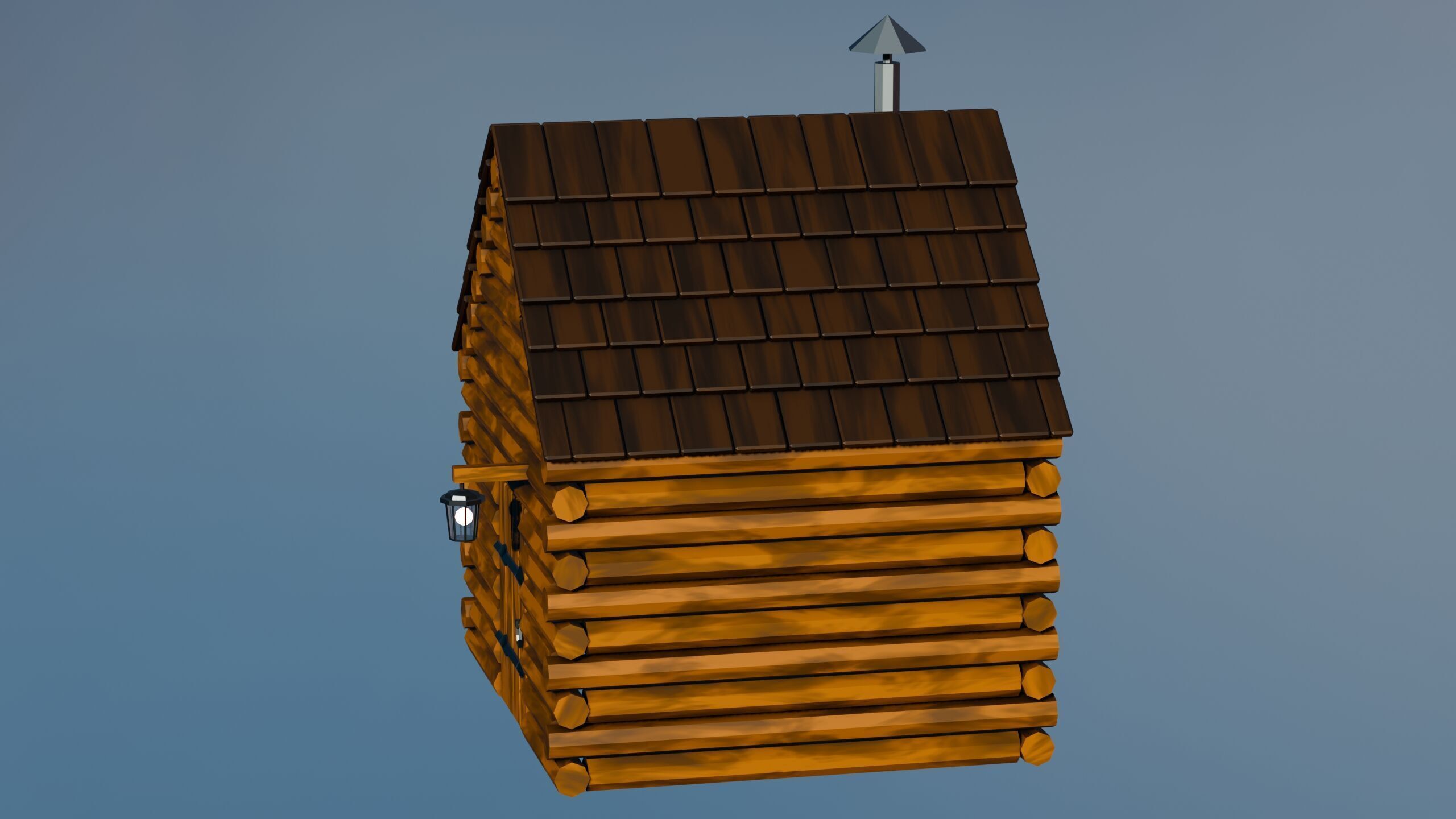 Stylized Low Poly Wooden Cabin Low-poly 3D model_11