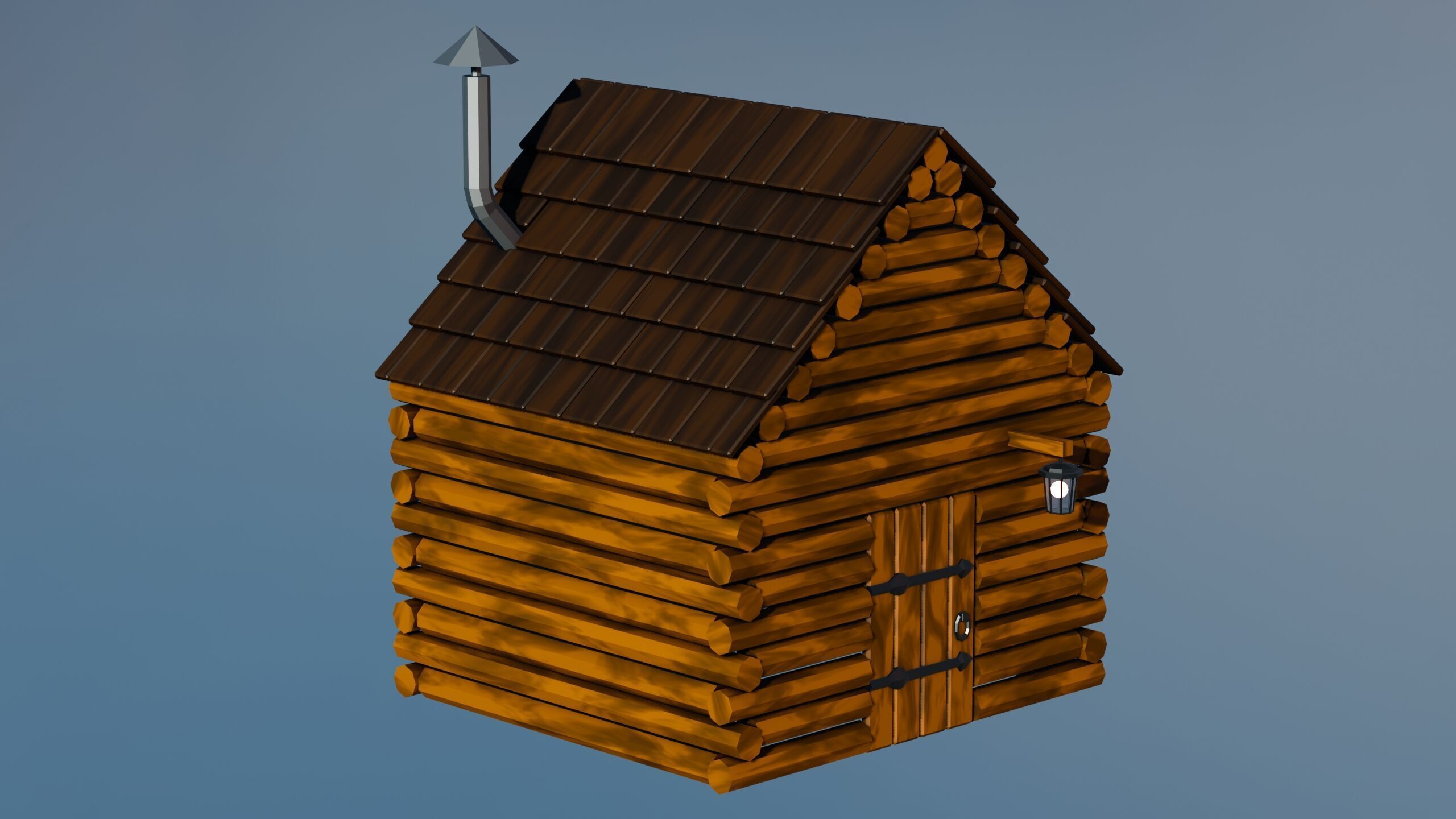 Stylized Low Poly Wooden Cabin Low-poly 3D model_10