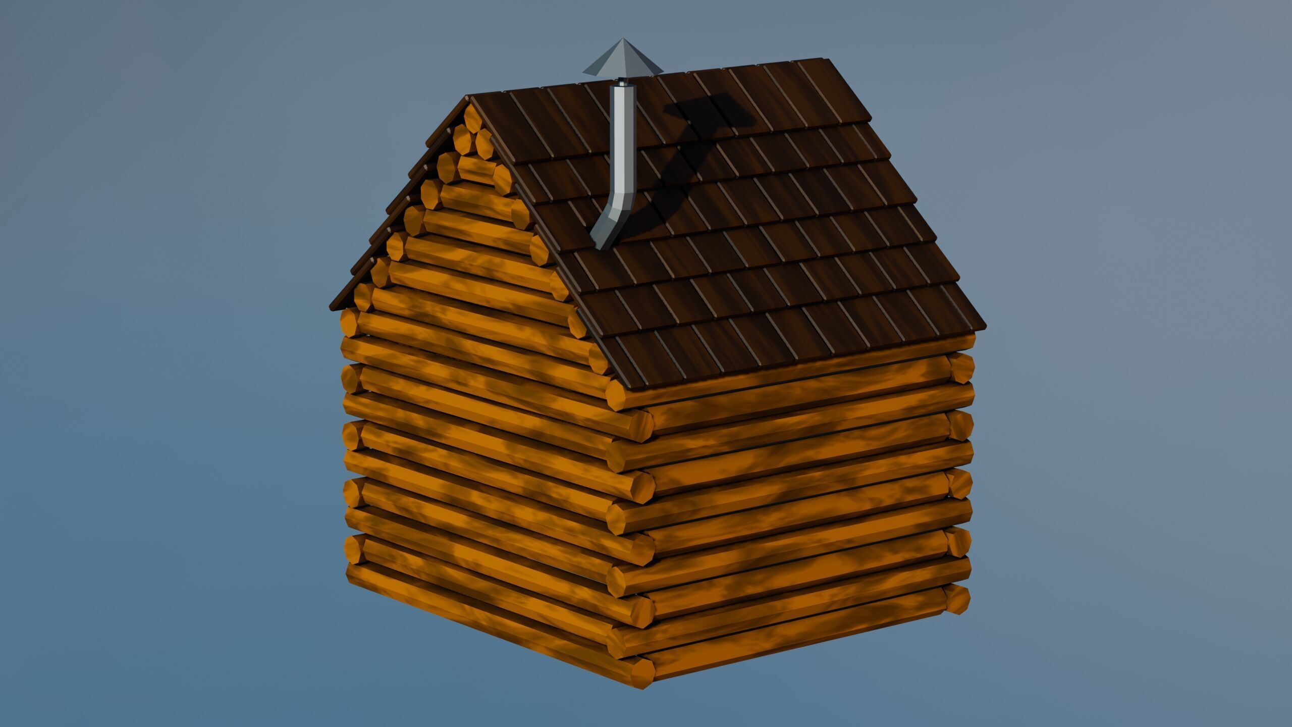 Stylized Low Poly Wooden Cabin Low-poly 3D model_8