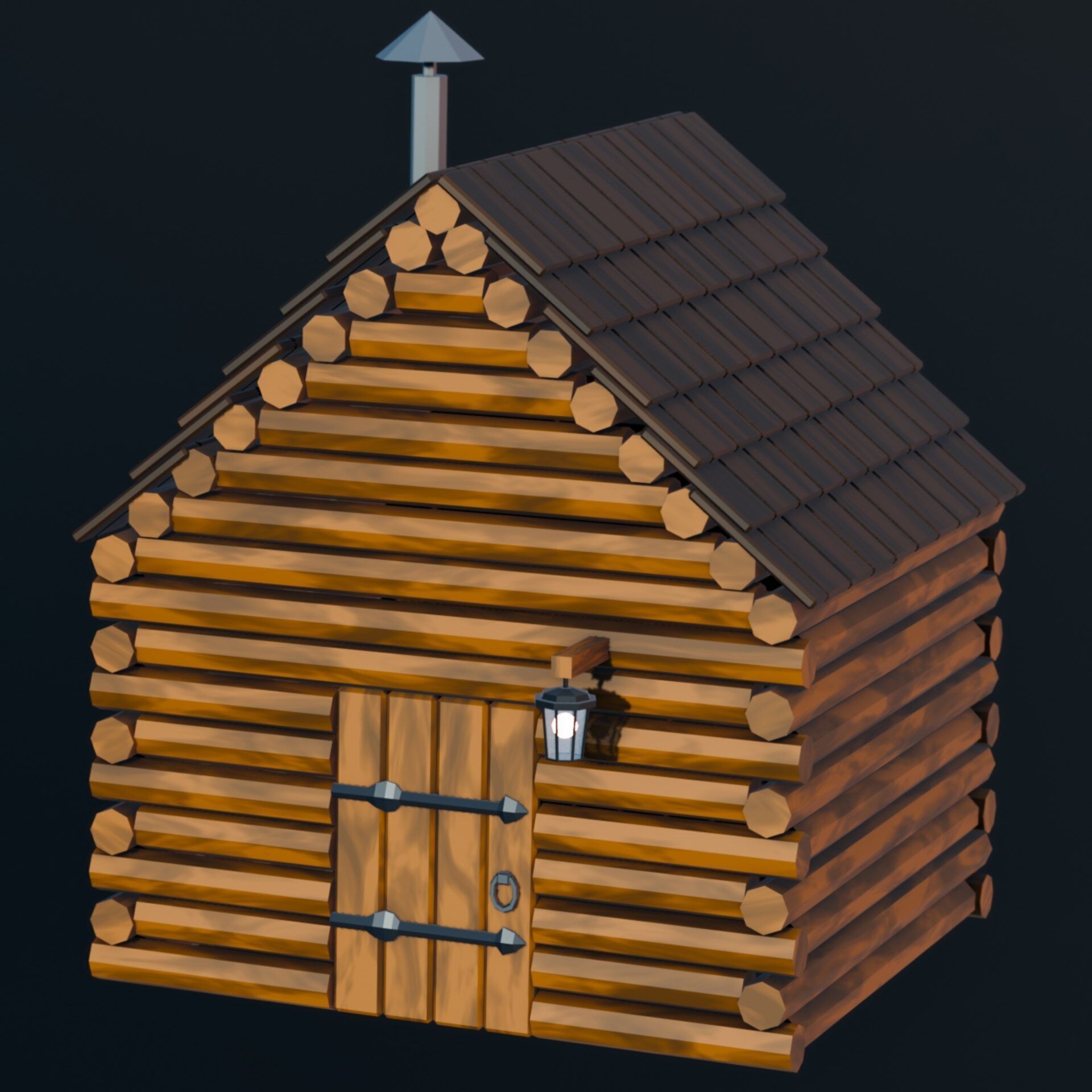 Stylized Low Poly Wooden Cabin Low-poly 3D model_14