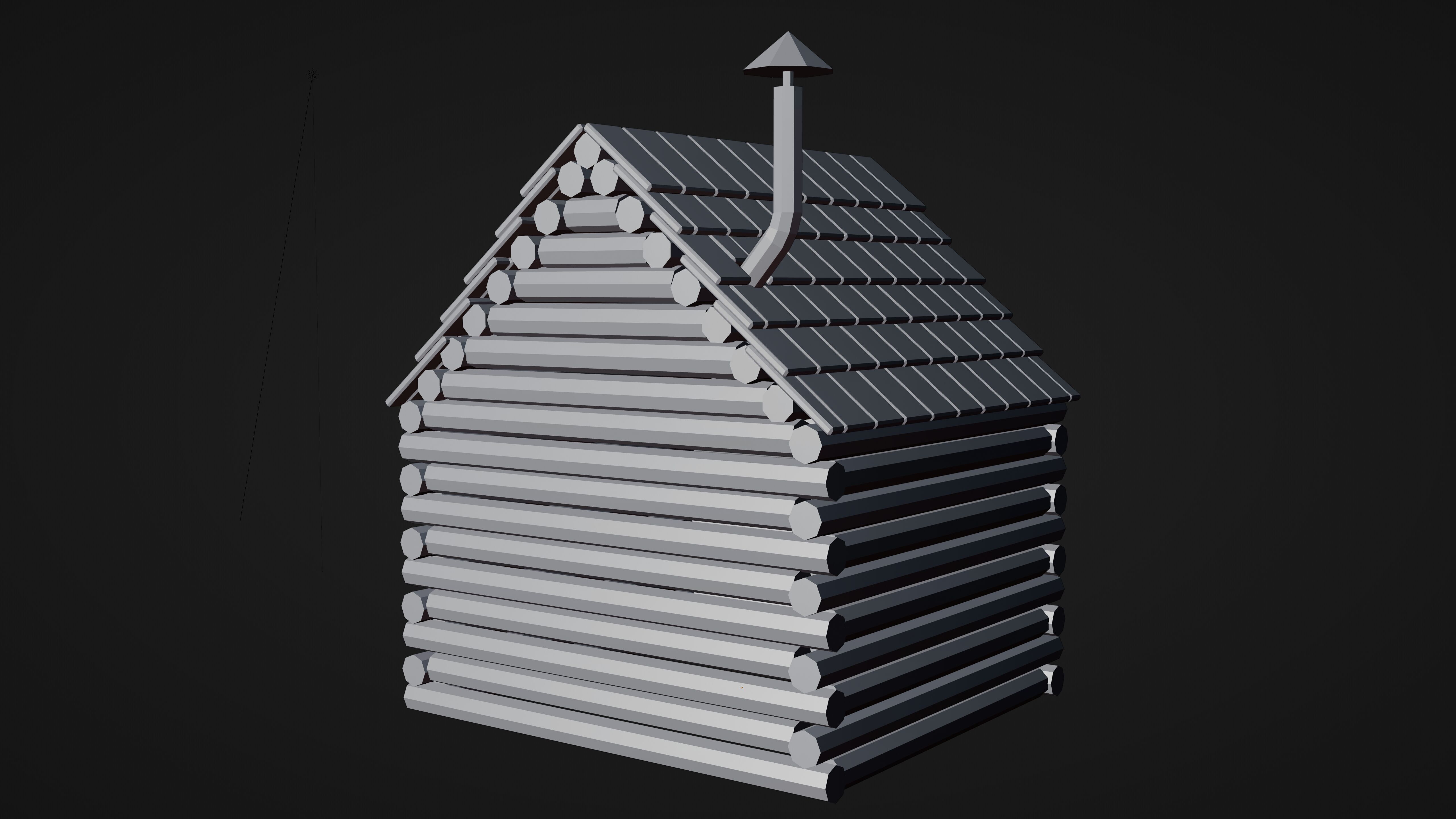 Stylized Low Poly Wooden Cabin Low-poly 3D model_21