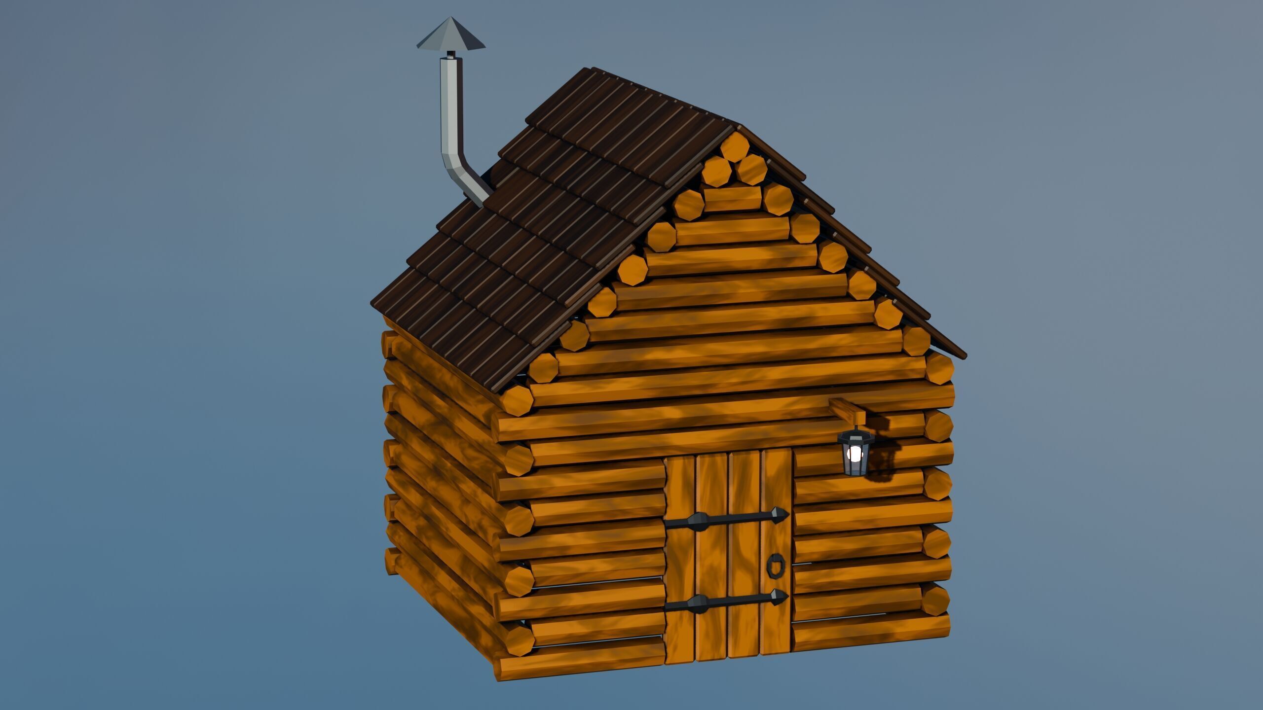 Stylized Low Poly Wooden Cabin Low-poly 3D model_9