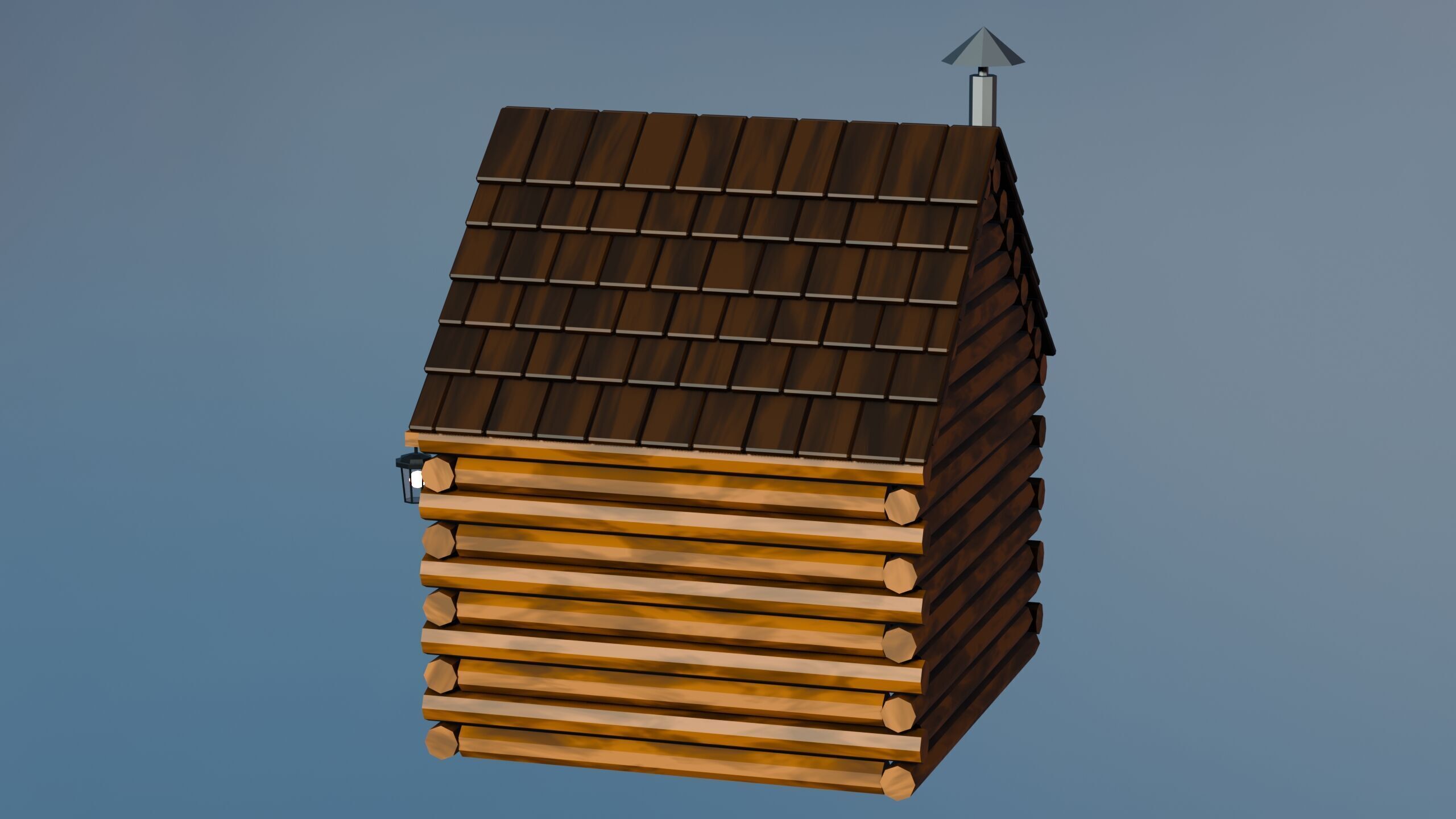 Stylized Low Poly Wooden Cabin Low-poly 3D model_12
