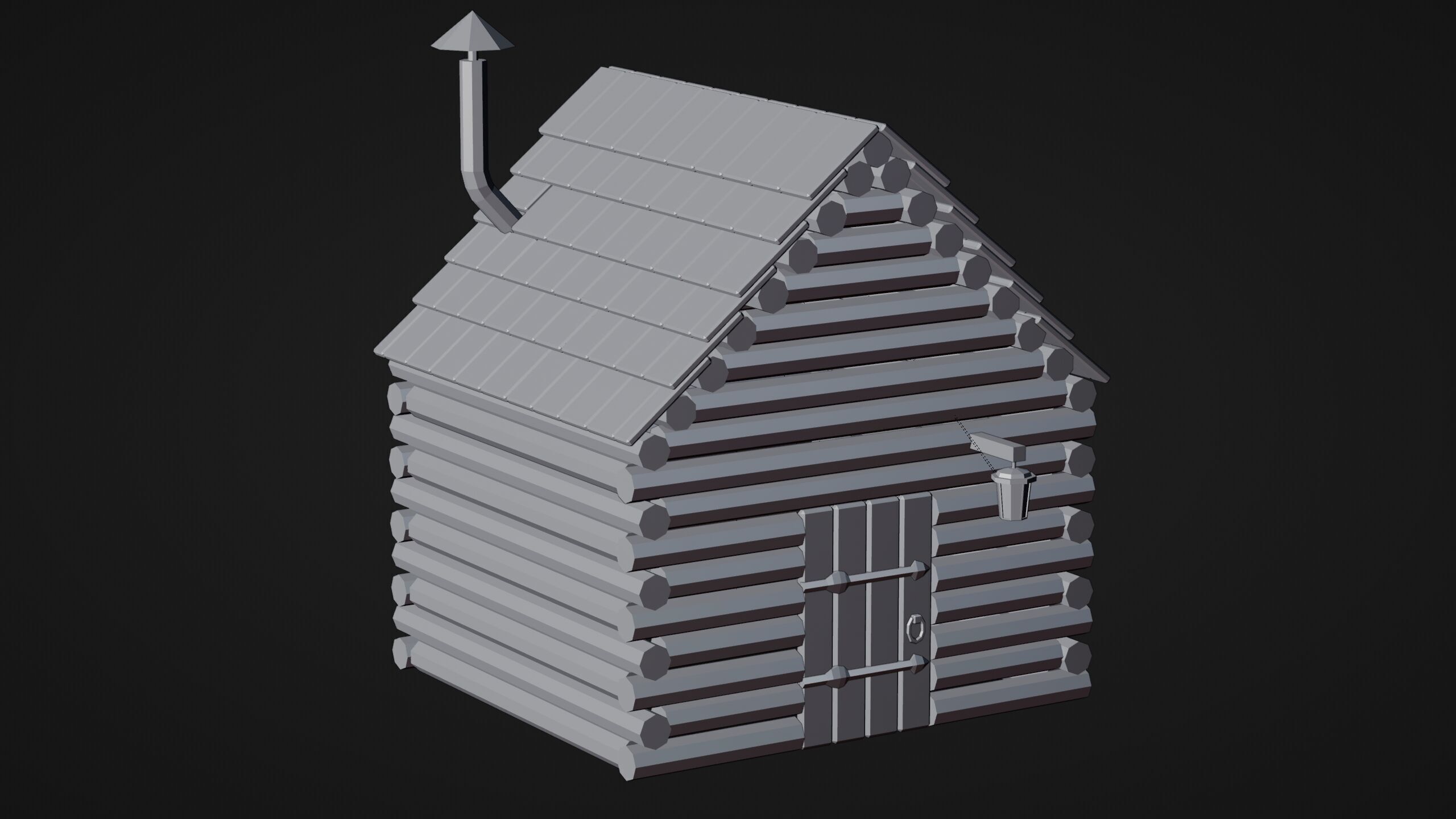 Stylized Low Poly Wooden Cabin Low-poly 3D model_17