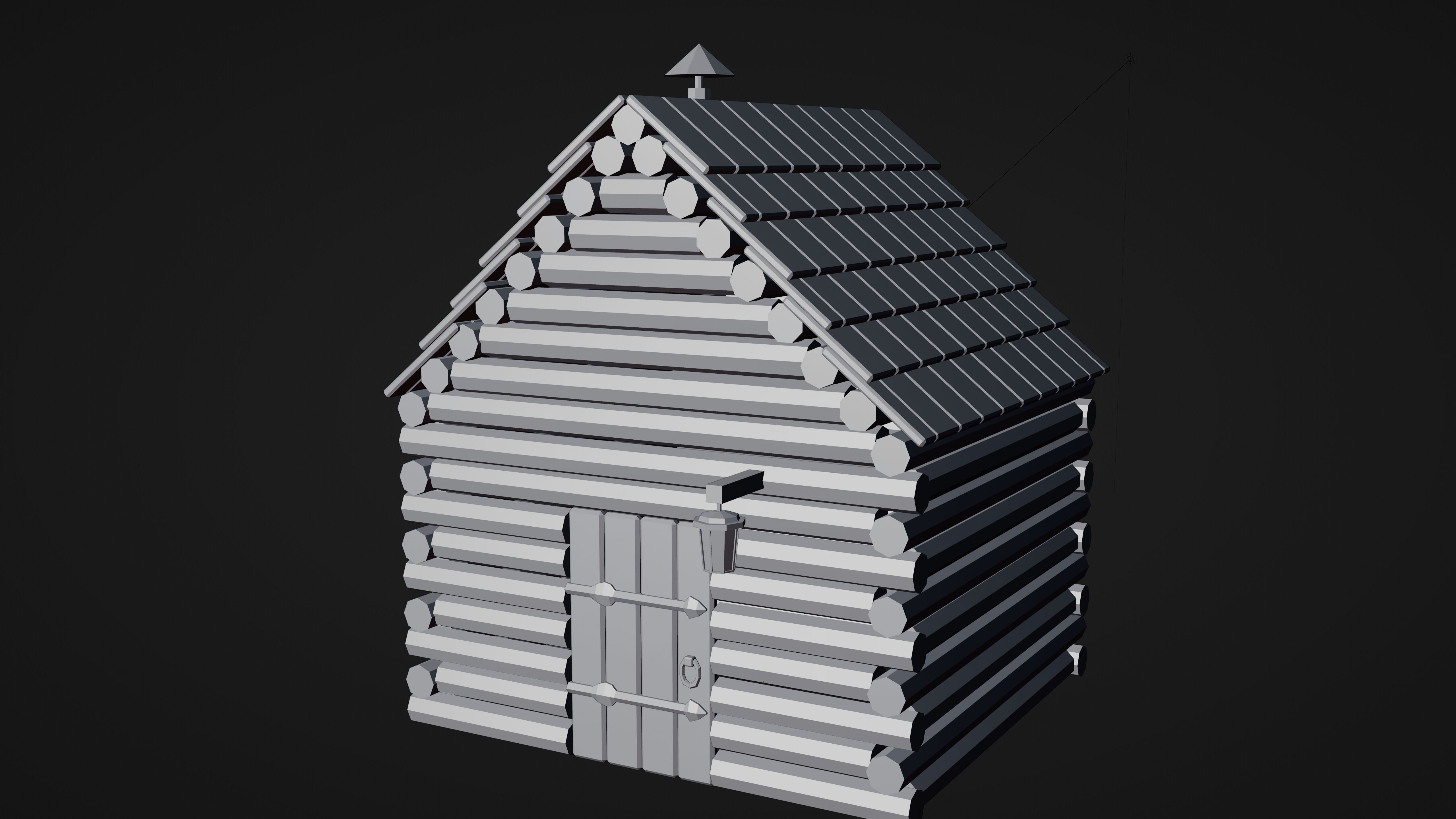 Stylized Low Poly Wooden Cabin Low-poly 3D model_22