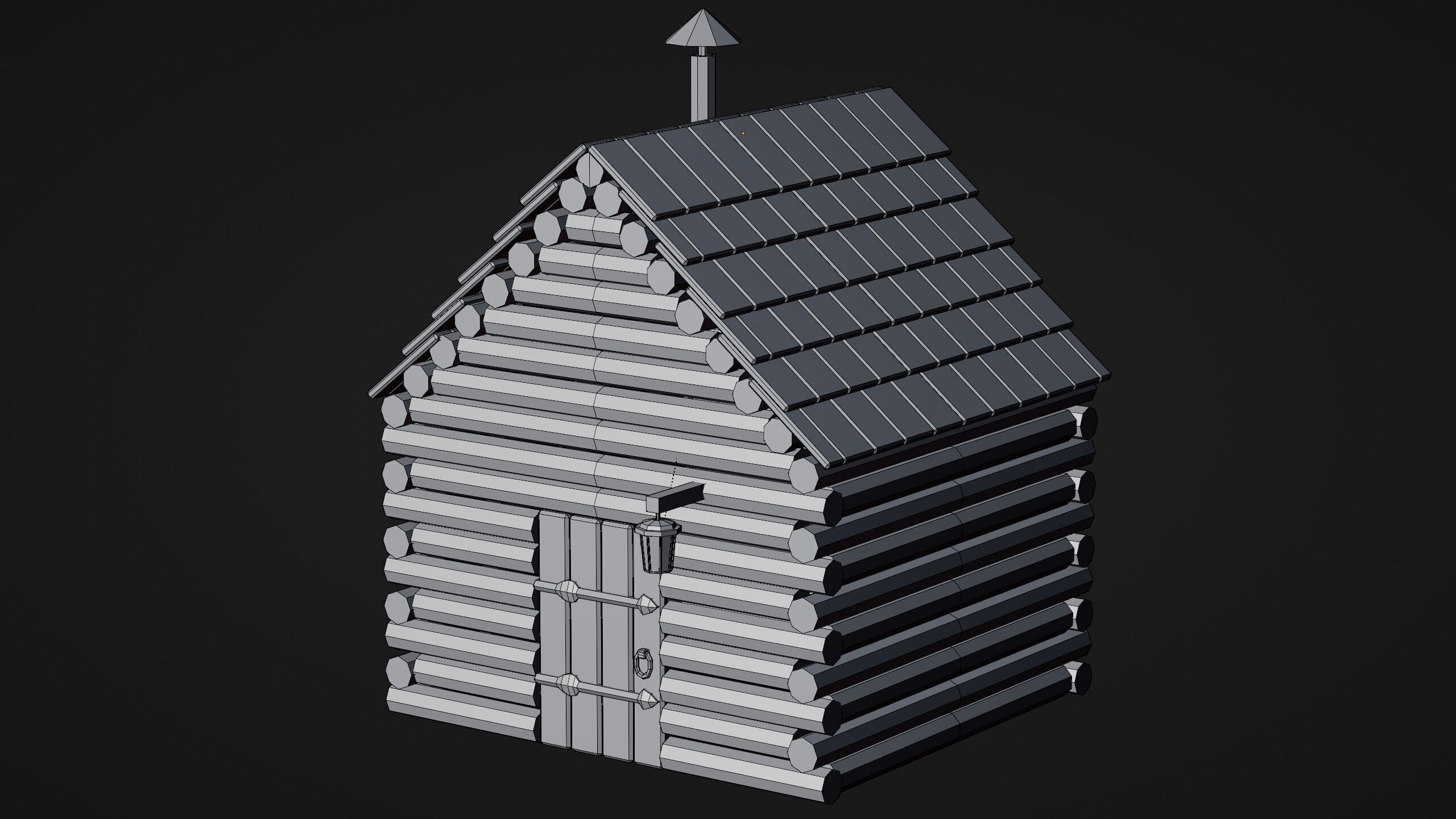 Stylized Low Poly Wooden Cabin Low-poly 3D model_20