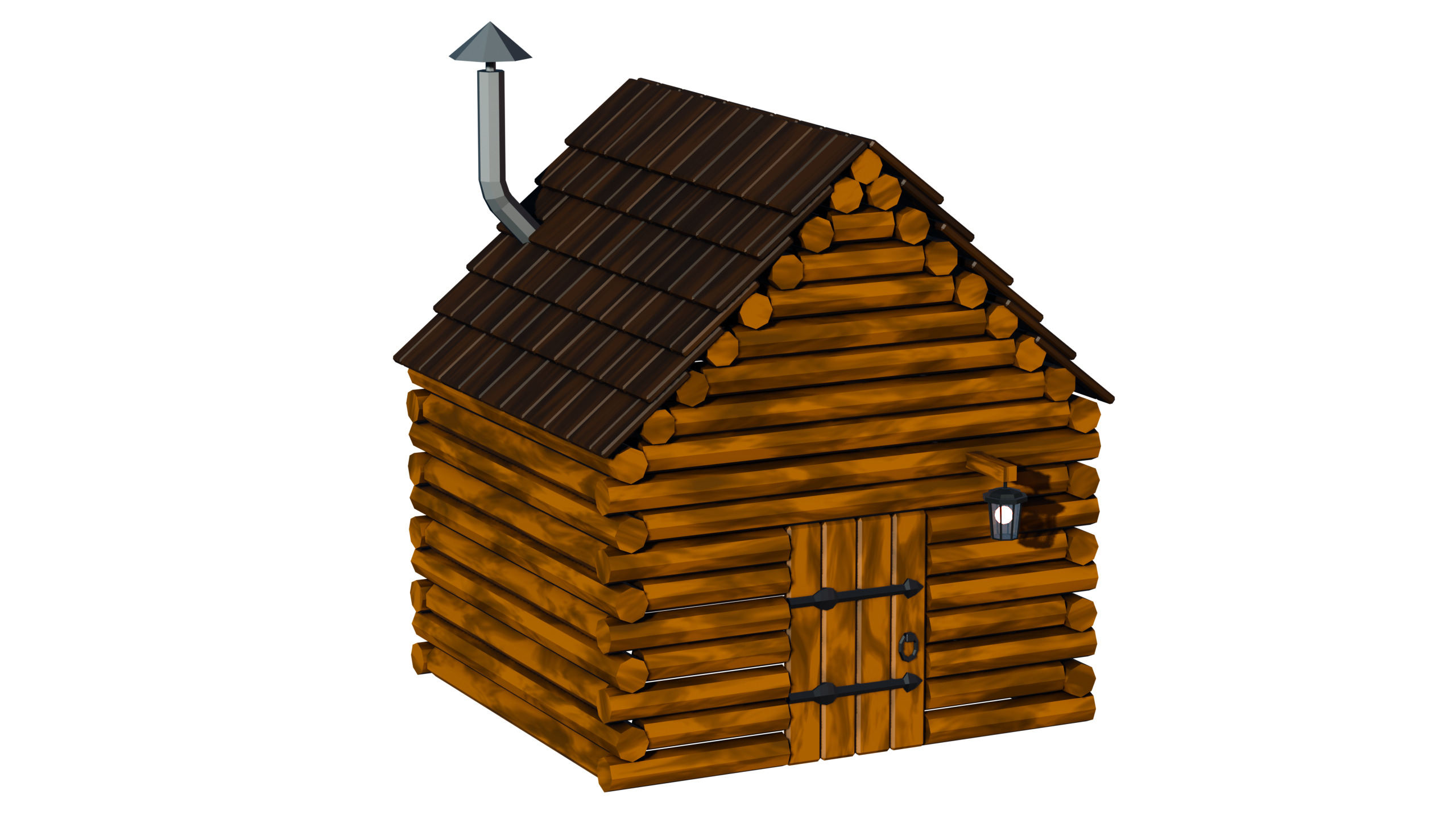 Stylized Low Poly Wooden Cabin Low-poly 3D model_16