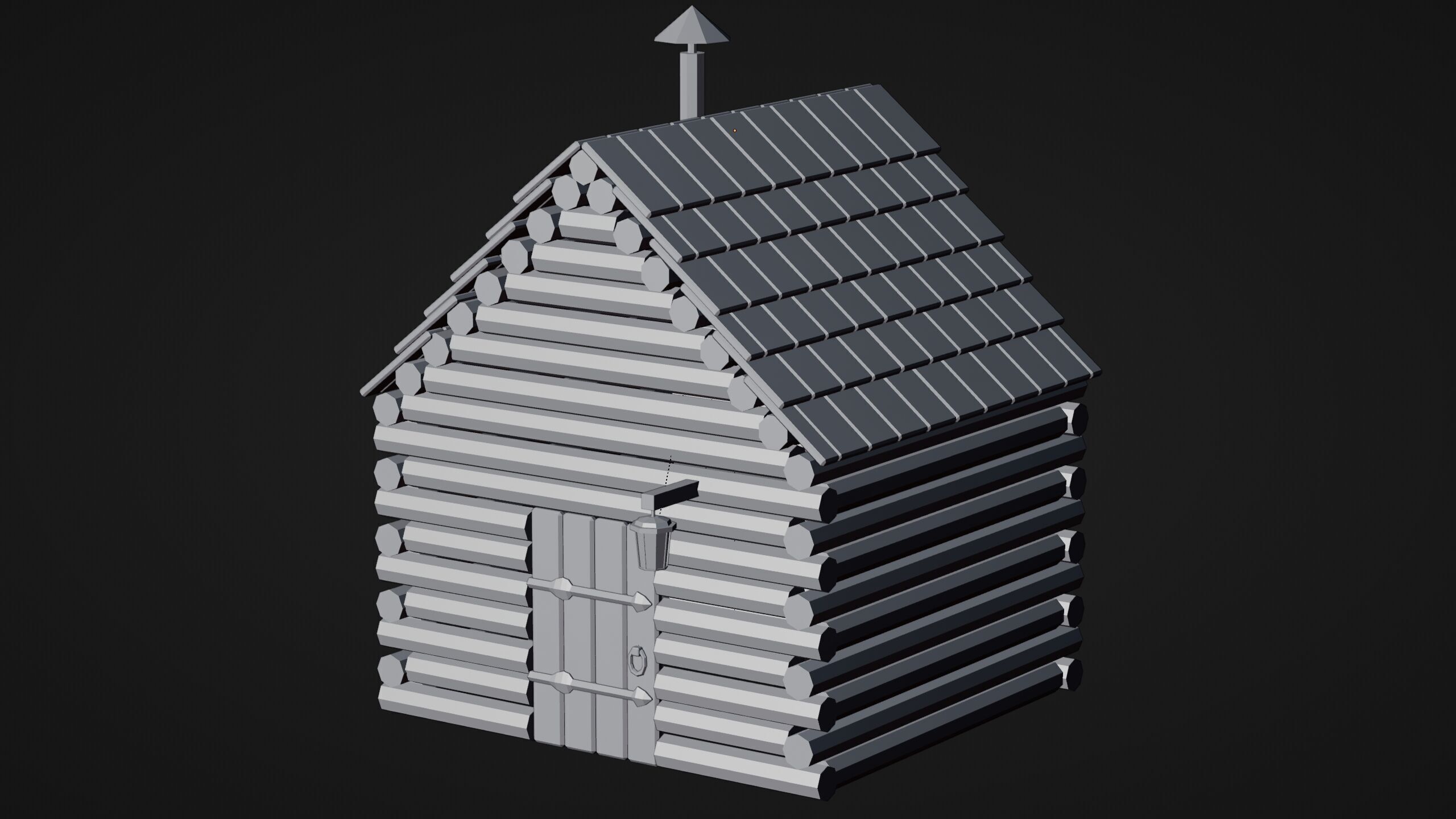 Stylized Low Poly Wooden Cabin Low-poly 3D model_18