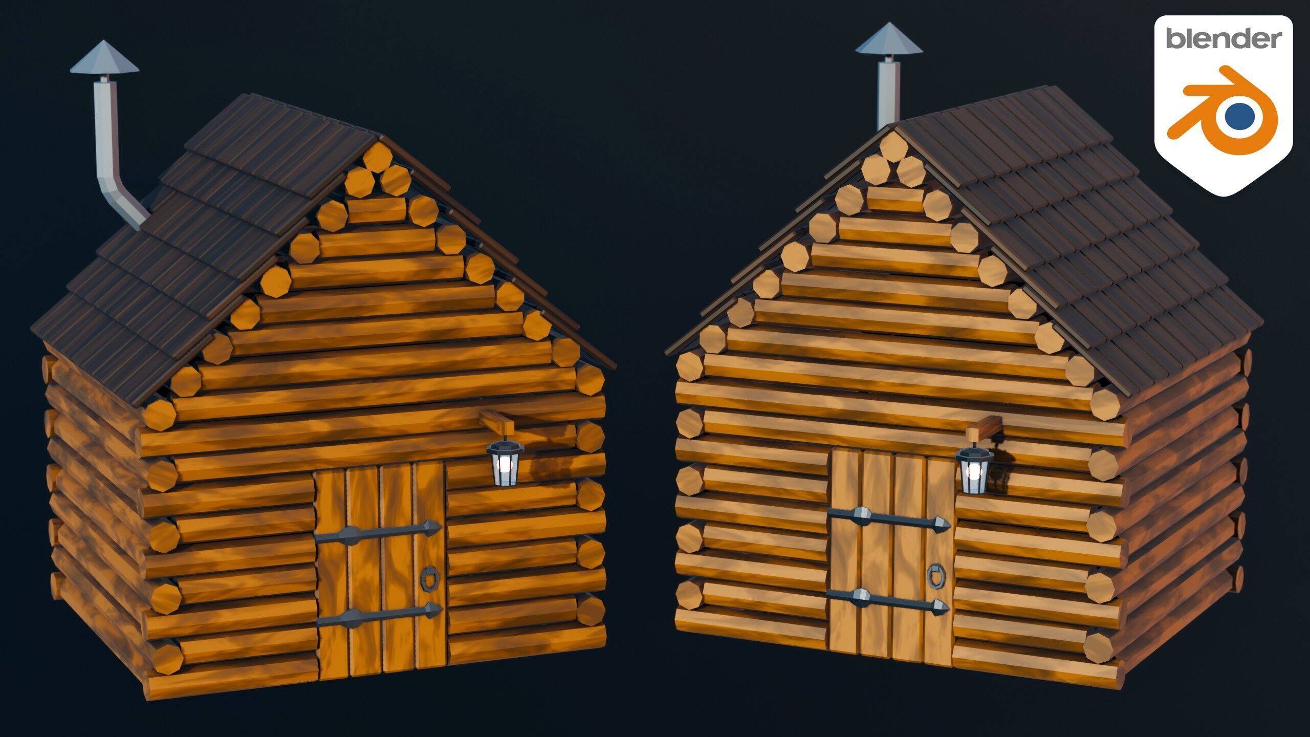 Stylized Low Poly Wooden Cabin Low-poly 3D model_15