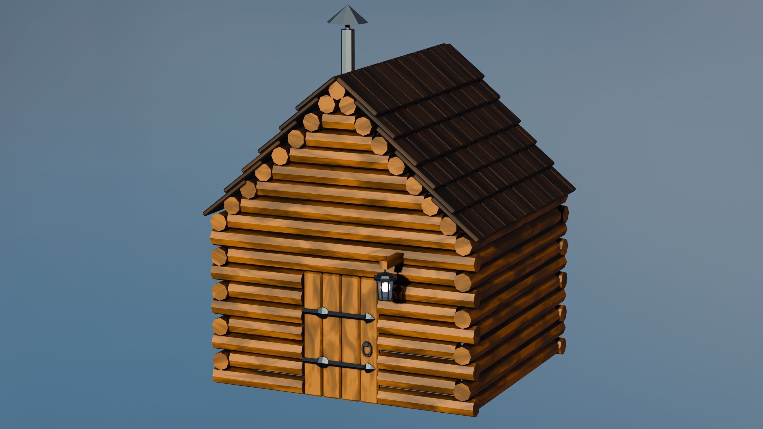 Stylized Low Poly Wooden Cabin Low-poly 3D model_2