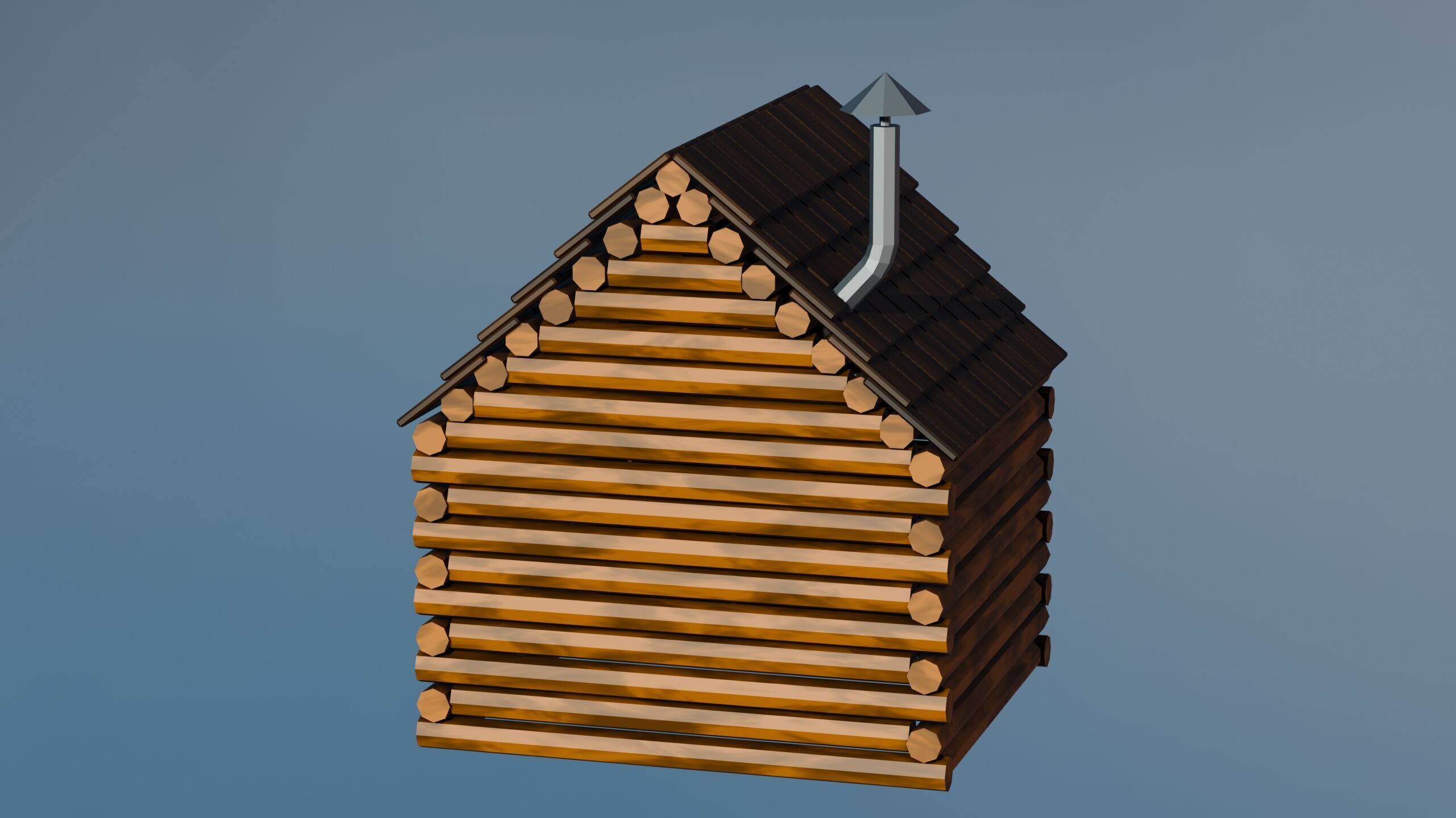 Stylized Low Poly Wooden Cabin Low-poly 3D model_4